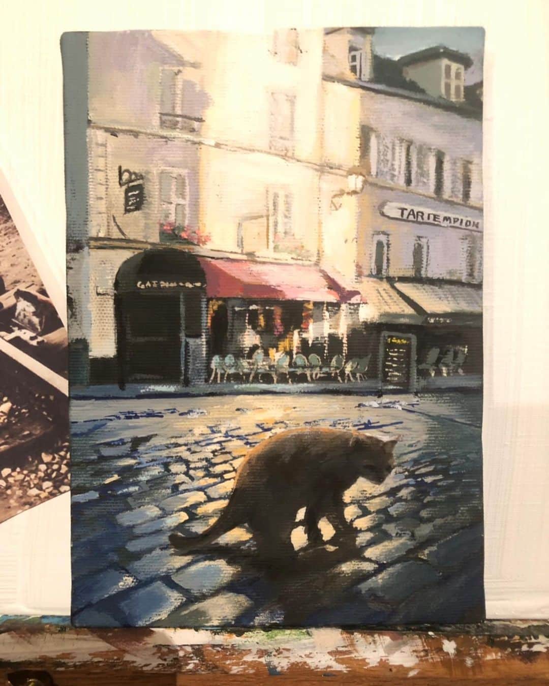 高橋春織さんのインスタグラム写真 - (高橋春織Instagram)「私の撮った写真が絵になりました！ はじめてのことで、嬉しい。。。 普段はお寿司を握ってるお知り合いの方が描いてくれました🍣 趣味の域を超えています。。。 #paris #haofilm #art」7月2日 14時32分 - haoringo_official