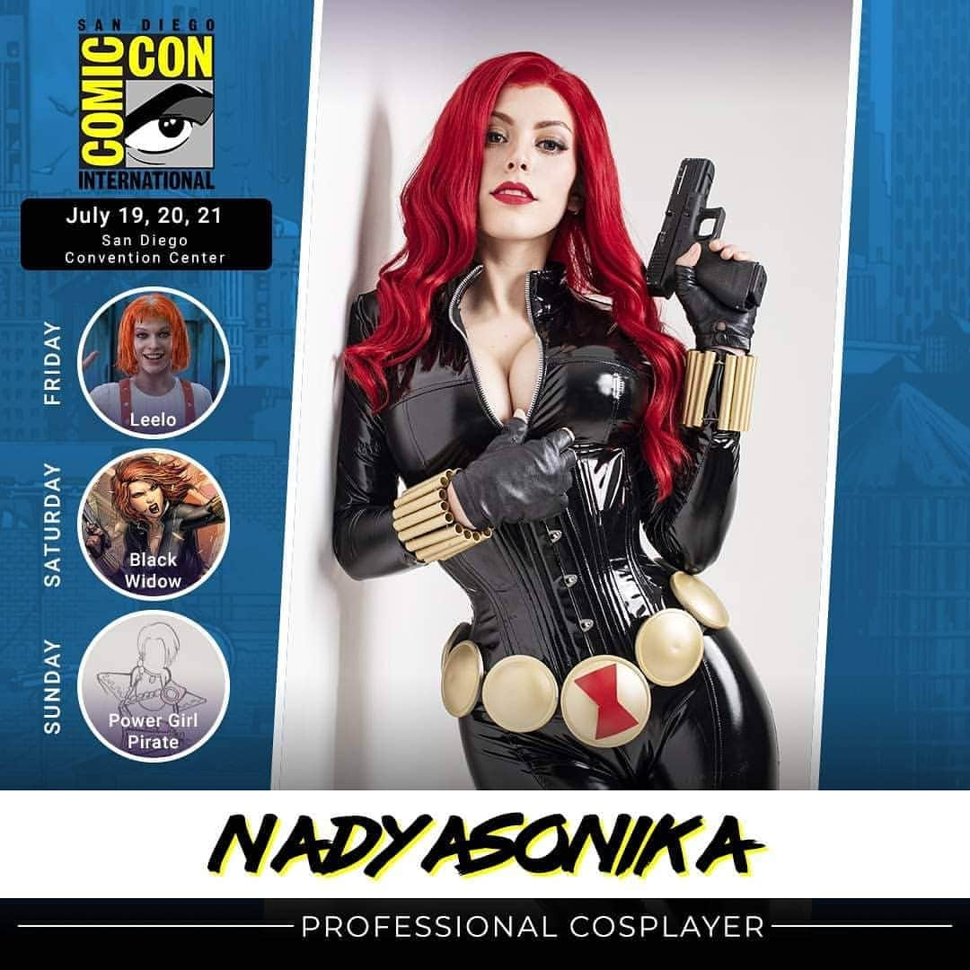 Nadya Antonさんのインスタグラム写真 - (Nadya AntonInstagram)「Line up for SDCC! 1:00- 3:00pm  Booth E12 @erik_arreaga_art Friday - Leelo Saturday - Black widow Sunday - Pirate Powwr girl #sdcc2019 #nadyasonika #cosplaylineup」7月17日 9時25分 - nadyasonika