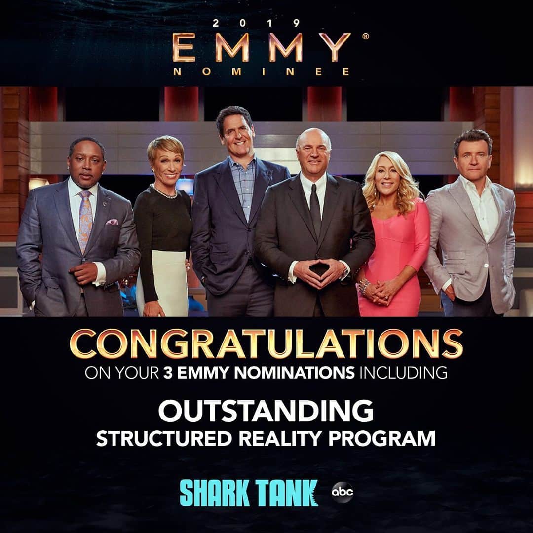 アメリカン・ブロードキャスティング・カンパニーのインスタグラム：「Congratulations to #SharkTank for their three #Emmy nominations, including Outstanding Structured Reality Program!!!」