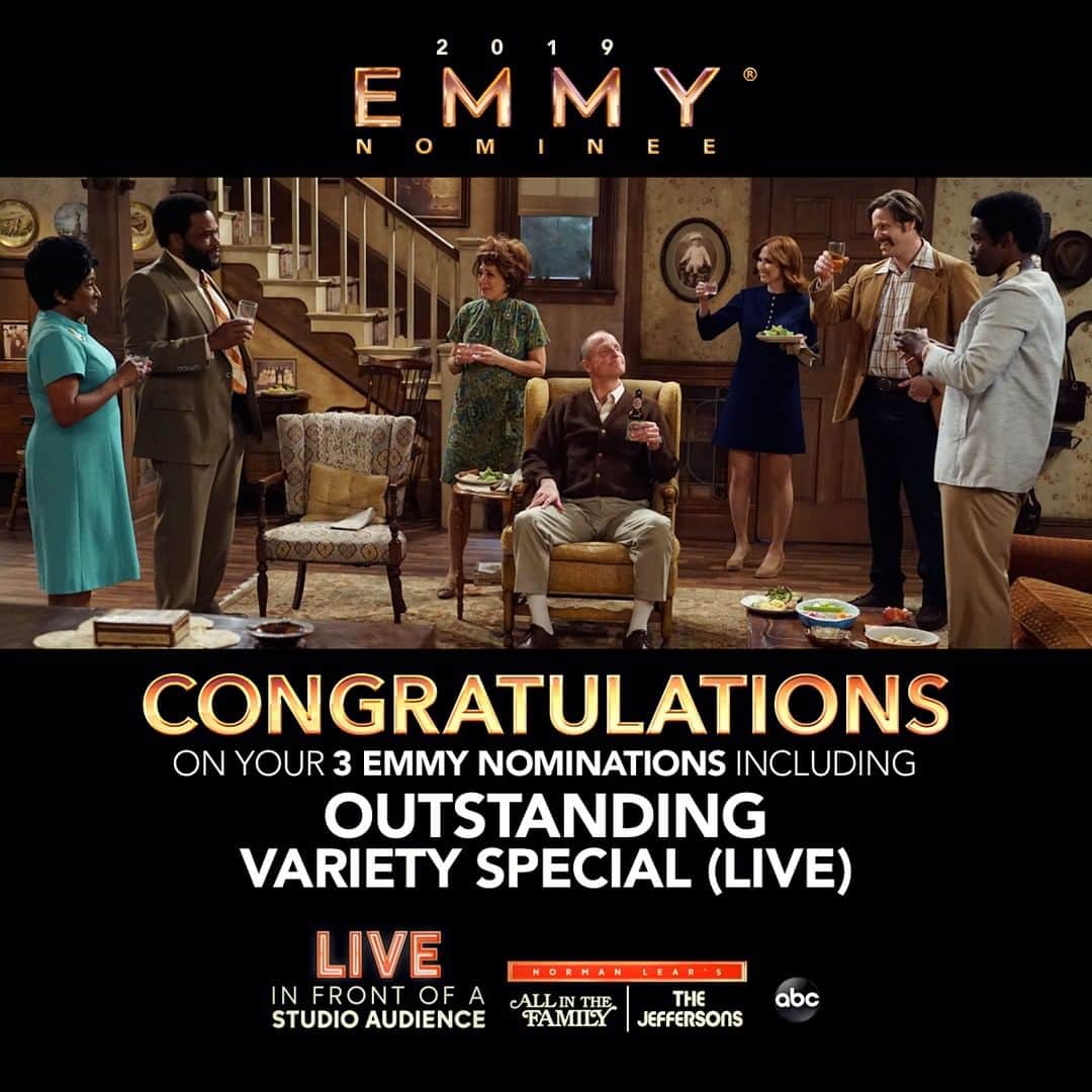 アメリカン・ブロードキャスティング・カンパニーさんのインスタグラム写真 - (アメリカン・ブロードキャスティング・カンパニーInstagram)「Amazing!!! Congratulations to the cast and crew of Live In Front Of A Studio Audience: Norman Lear’s All in the Family and The Jeffersons on their #Emmy nominations including Outstanding Variety Special (LIVE)! #LiveInFrontOfAStudioAudience」7月17日 1時51分 - abcnetwork