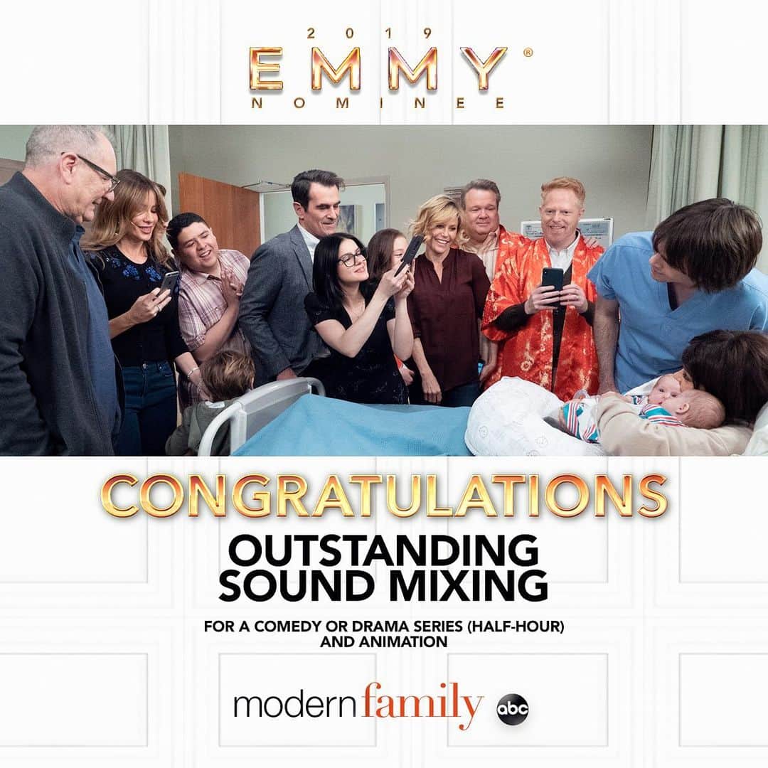 アメリカン・ブロードキャスティング・カンパニーのインスタグラム：「Congratulations to #ModernFamily for their #Emmy nomination!!!」