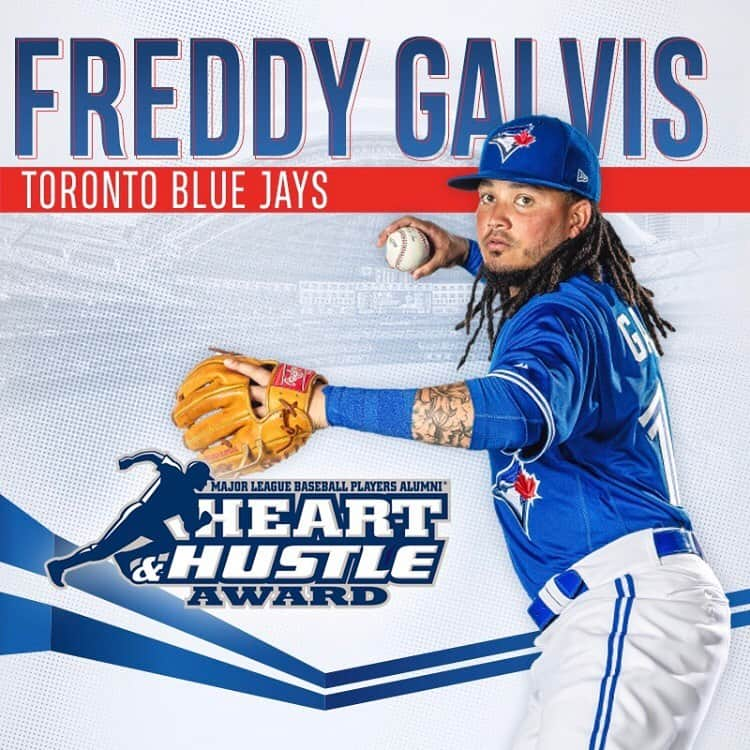 トロント・ブルージェイズさんのインスタグラム写真 - (トロント・ブルージェイズInstagram)「Help us congratulate @freddygalvis13 on winning the Blue Jays 2019 @mlbpaa #HeartandHustle Award! 💙」7月17日 2時57分 - bluejays