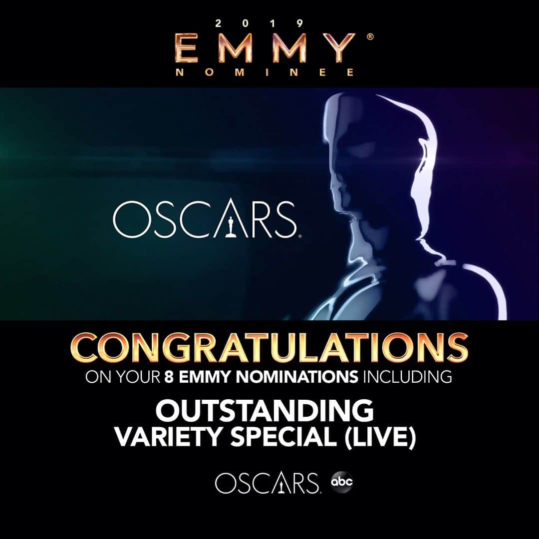 アメリカン・ブロードキャスティング・カンパニーのインスタグラム：「Laying out the red carpet! Congratulations to #TheOscars for their eight #Emmy nominations, including Outstanding Variety Special (LIVE)!!!」