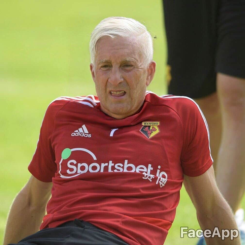 ワトフォードFCさんのインスタグラム写真 - (ワトフォードFCInstagram)「The stress of pre-season has really taken its toll 👴🏻 #faceapp #faceappchallenge」7月17日 4時14分 - watfordfcofficial