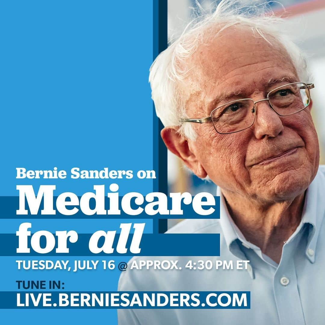 バーニー・サンダースさんのインスタグラム写真 - (バーニー・サンダースInstagram)「We are demanding an end to the profiteering and greed in our health care system.  Join me this afternoon around 4:30 PM ET to talk about why we need Medicare for All. Watch at live.berniesanders.com」7月17日 4時27分 - berniesanders