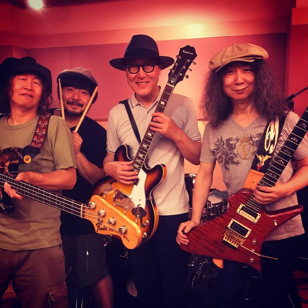 佐野史郎のインスタグラム：「森野山川バンド フジロックのリハ 7月26日13:40〜 orange cafe 佐野史郎vo.g 山本恭司g,cho 湯川トーベンb,cho 森信行ds」