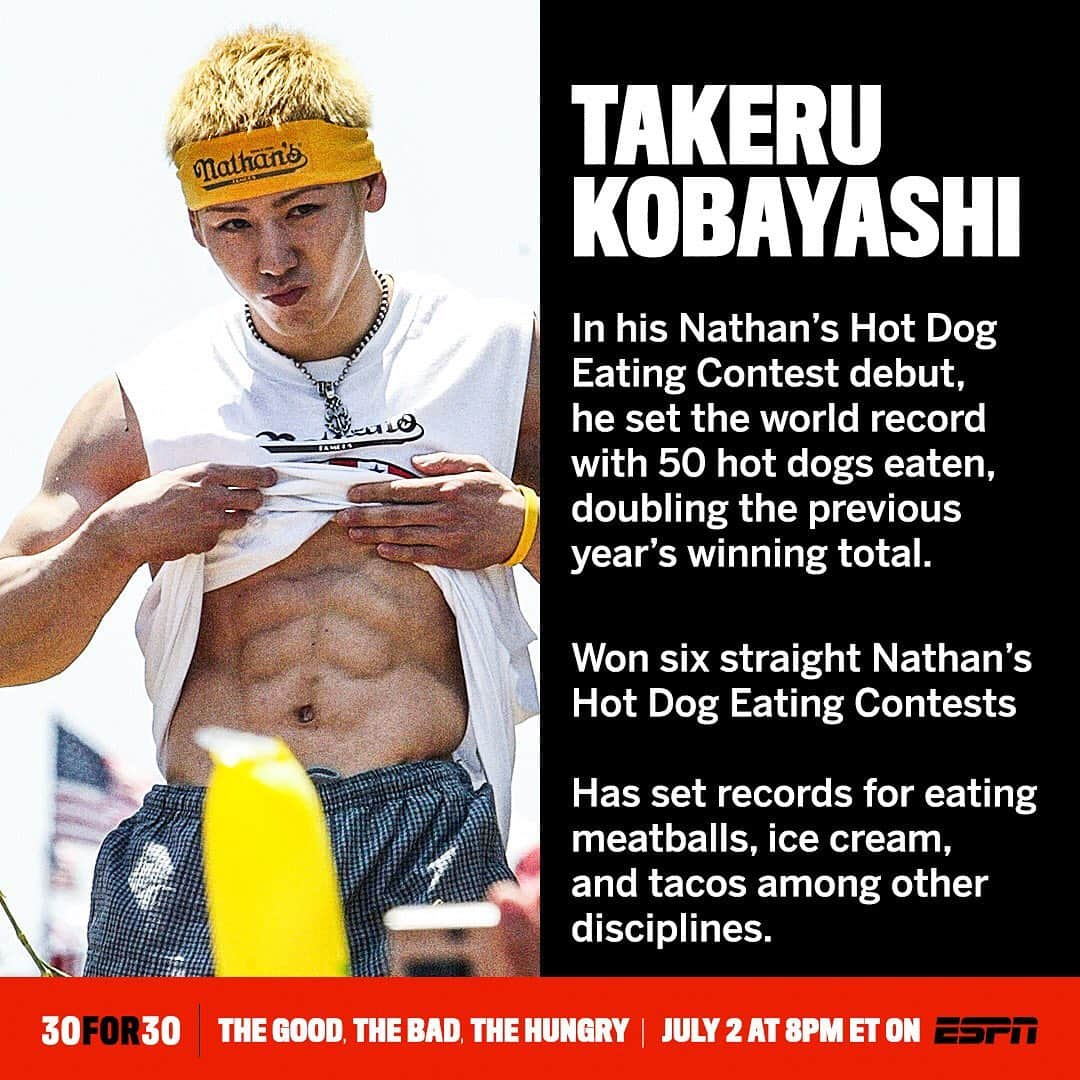 espnさんのインスタグラム写真 - (espnInstagram)「Joey Chestnut x Takeru Kobayashi 🌭 The biggest names in competitive eating now have their own @30for30.」7月2日 21時01分 - espn