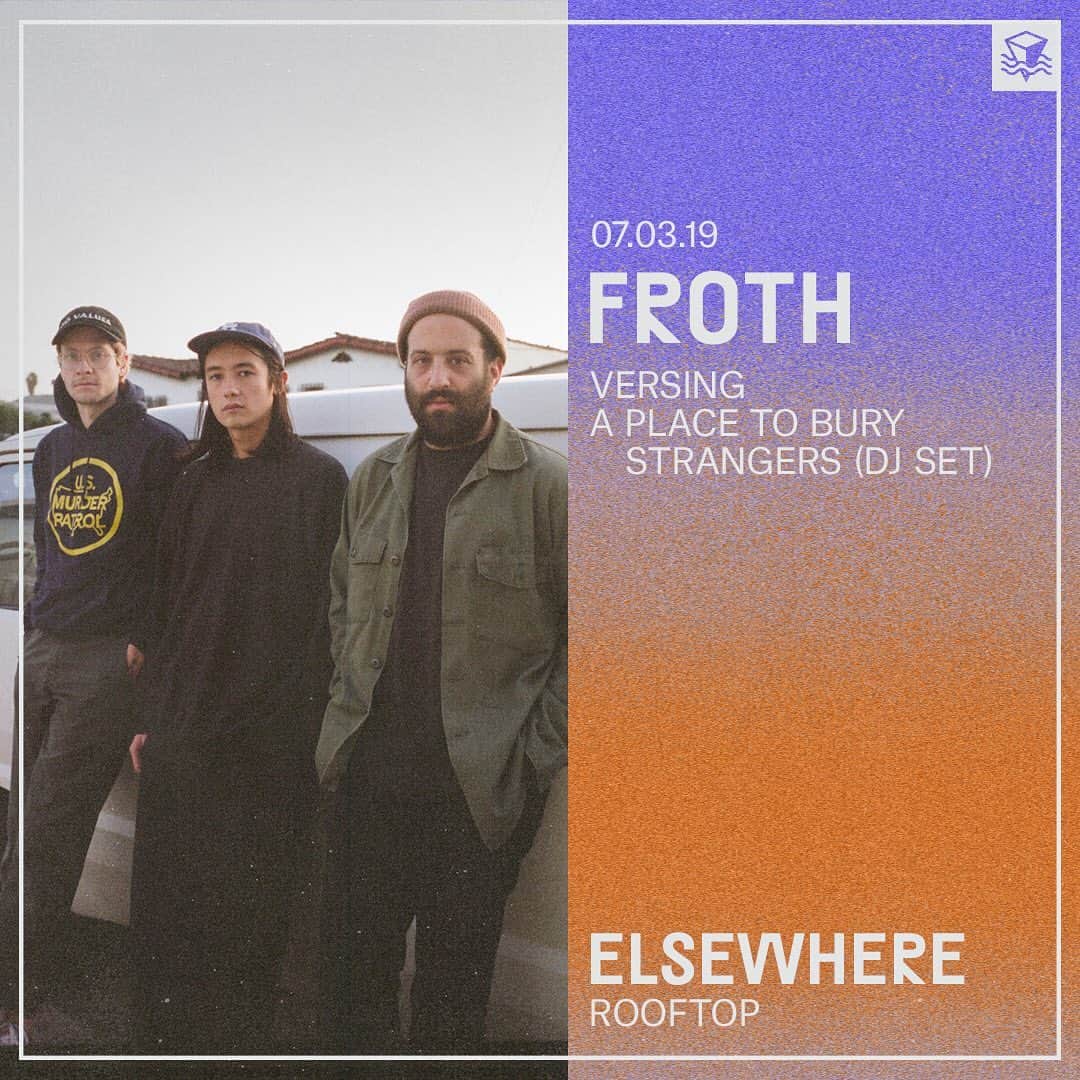 A Place to Bury Strangersのインスタグラム：「We are DJing tomorrow night 7/3 at @elsewherespace Rooftop at 6pm for our pals @frothband ‘s show with @versing_theband . See you there! #djset #froth #frothband #versing #elsewherebrooklyn #elsewherespace #liabraswell #dionlunadon #oliverackermann」