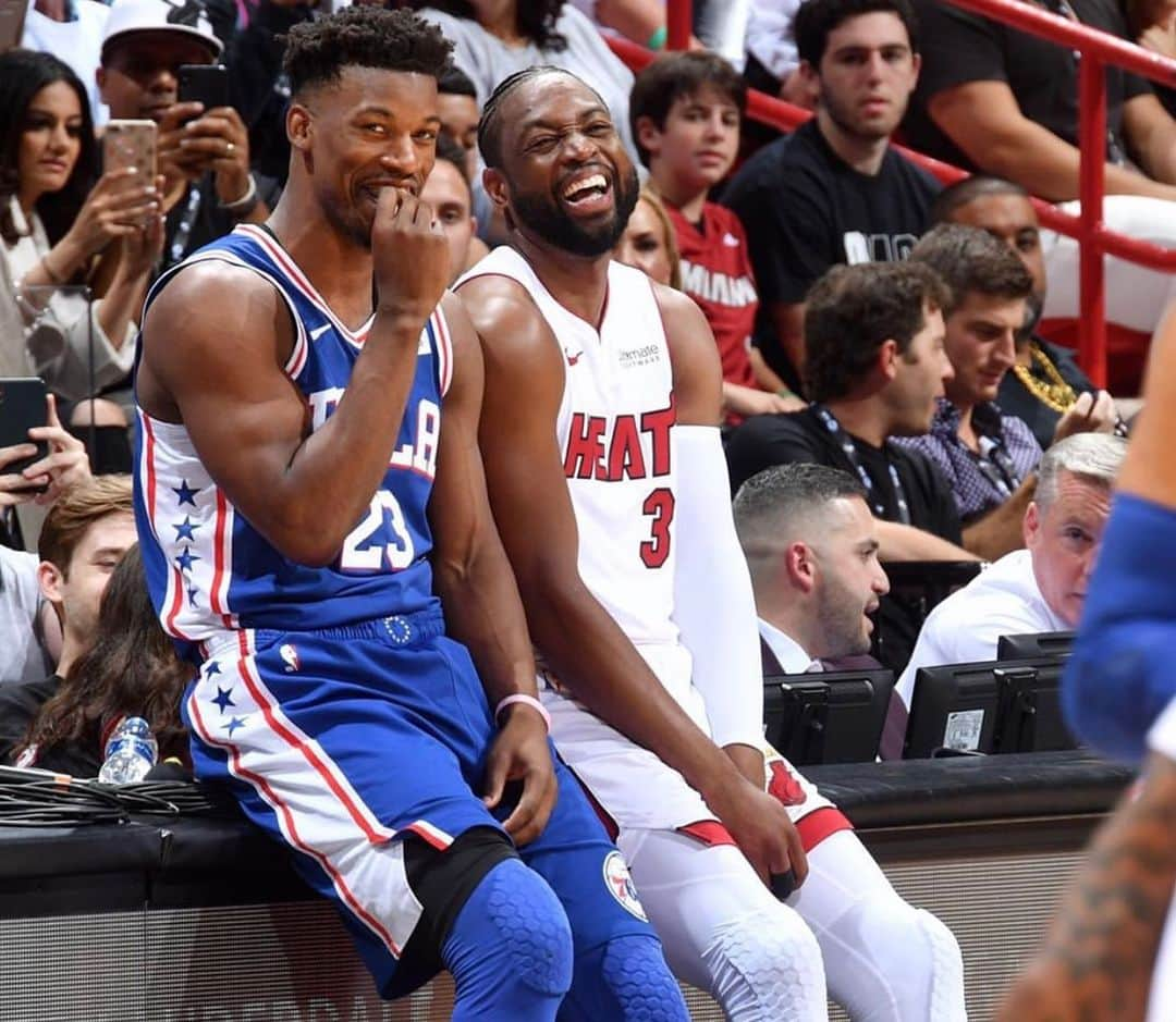 ドウェイン・ウェイドさんのインスタグラム写真 - (ドウェイン・ウェイドInstagram)「Jimmy “no middle name” Butler ||| Welcome to Miami! No you can’t wear number 3 & No you can’t have my locker.」7月3日 10時34分 - dwyanewade