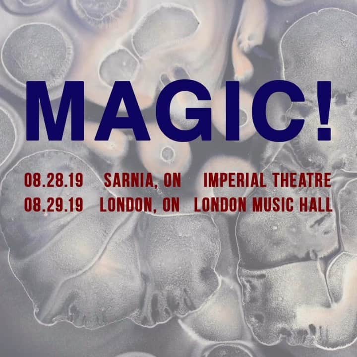 Magic!のインスタグラム：「JUST ANNOUNCED: August 30th in Toronto + @jon.vinyl will be joining us in Sarnia, London, and Toronto!  Swipe up in story for info!」