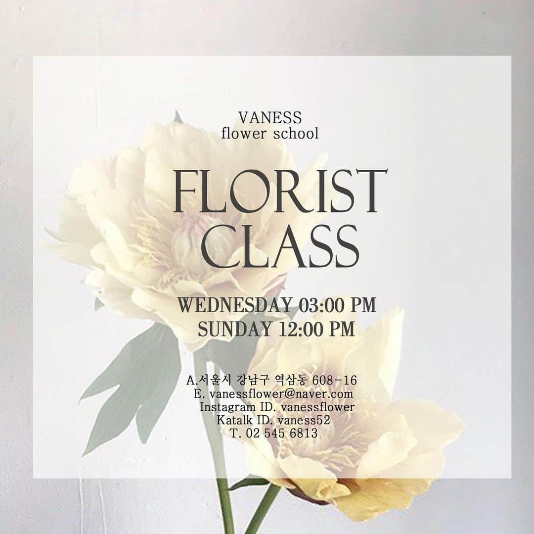 플로리스트 이주연 florist Lee Ju Yeonさんのインスタグラム写真 - (플로리스트 이주연 florist Lee Ju YeonInstagram)「. . #플로리스트클래스 7월개강 . 중급과정으로 꽃집에서 가장 많이만드는 상품과 스타일을 배우실수있는 과정 (총 17회) . #수업문의 #주문예약 #lesson #Order  Katalk ID vaness52 클래스상시모집 당일꽃주문가능 WeChat ID vaness_flower E-mail vanessflower@naver.com . 강남구 신사동 515-2 📞02-545-6813 . #vanessflower #florist #flowershop #handtied #flowerlesson #花束 #花束包装 #바네스플라워 #플라워카페 #플로리스트 #꽃다발 #부케 #플로리스트학원 #역삼동꽃집 #언주역꽃집 #플라워레슨 #꽃다발포장법 #꽃수업 #꽃주문 #하우스웨딩 #대관」7月3日 9時06分 - vanessflower