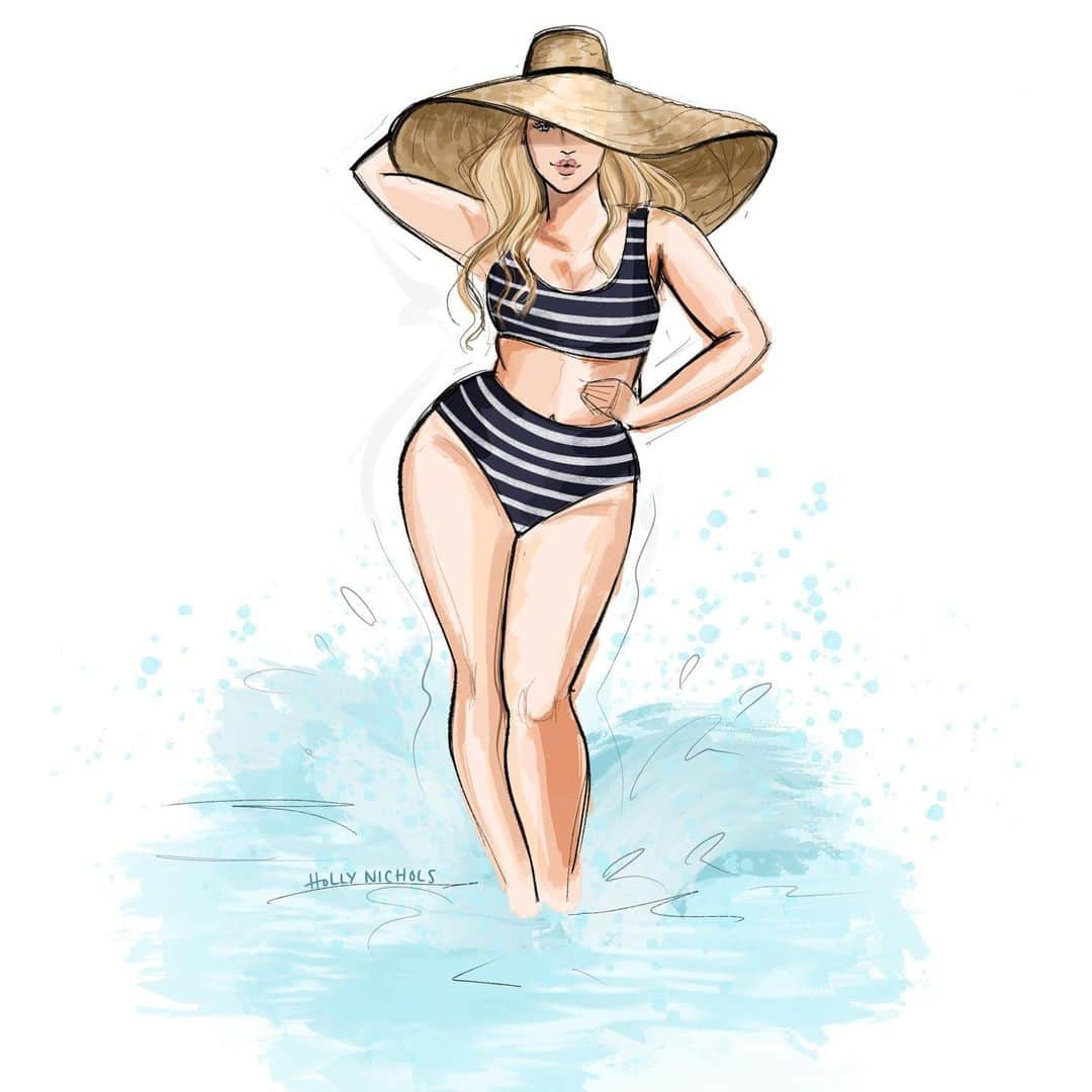 Holly Nicholsさんのインスタグラム写真 - (Holly NicholsInstagram)「Make a splash 💦 inspo: @iskra ❤️ sketched with @procreate on an iPad Pro #iskra #fashionillustration #fashiondrawing #hnicholsillustration #procreate #procreateillustration #digitalillustration #iskralawrence #curvygirl #ae #aeriereal @aerie」7月3日 9時11分 - hnicholsillustration