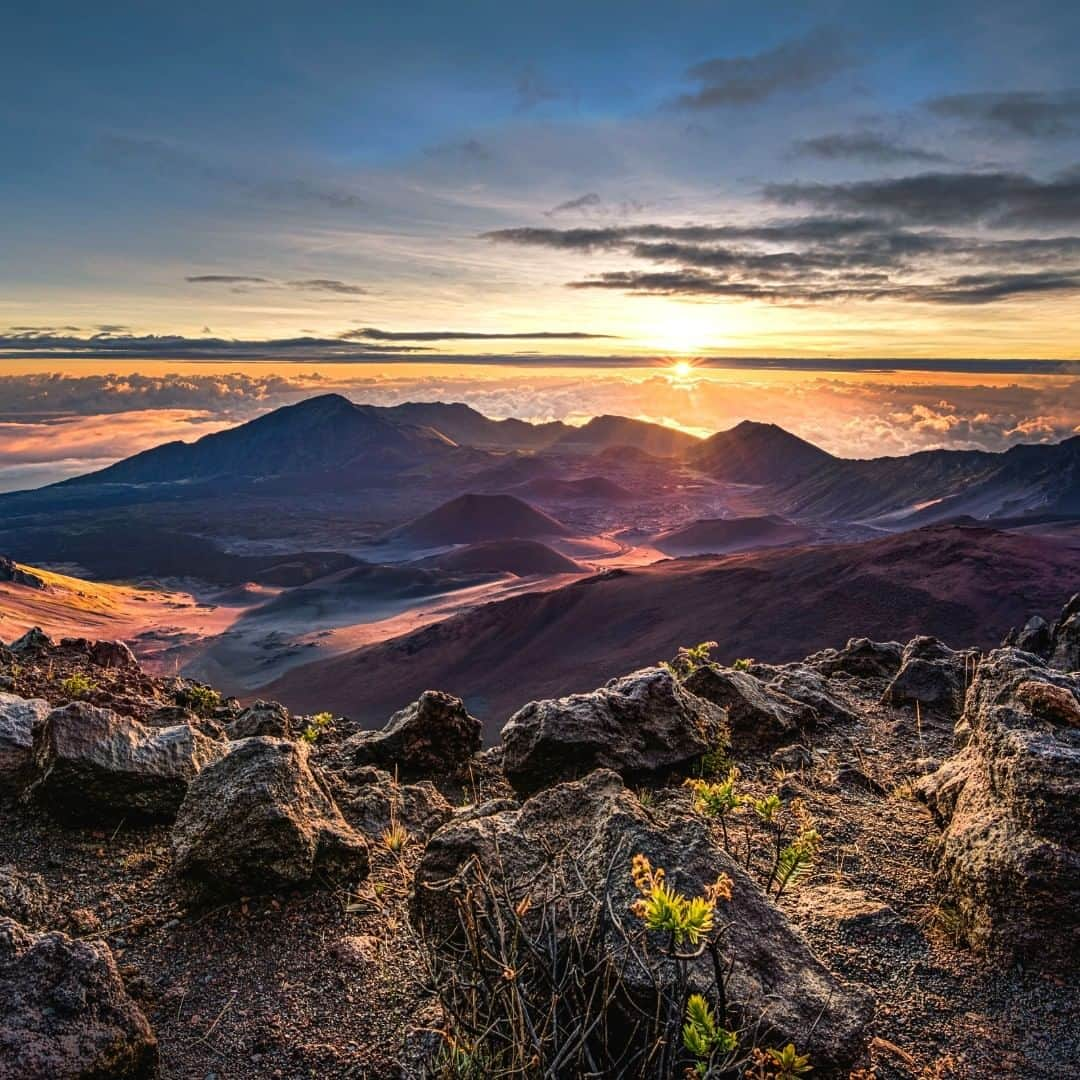 アメリカ内務省さんのインスタグラム写真 - (アメリカ内務省Instagram)「Starlight fades, #sunrise colors streak the sky and dawn reveals the volcanic landscape at #Haleakala #NationalPark in #Hawaii. Over 10,000 feet above sea level, the morning chill surprises visitors almost as much as the rippling clouds, cinder cones and soil in shades of purple, red and black. Due to limited parking, reservations are required to view the sunrise from the summit. Check the park’s website for details. Photo @HaleakalaNPS by Rick Vega (www.sharetheexperience.org). #travel #FindYourPark #usinterior」7月3日 9時15分 - usinterior