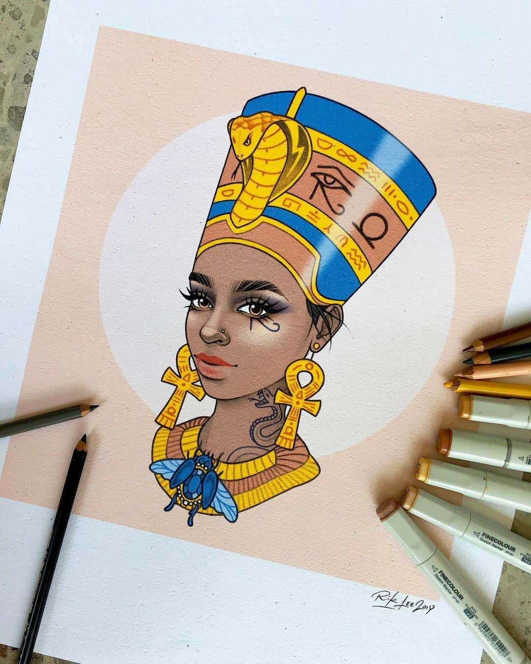 Rik Leeさんのインスタグラム写真 - (Rik LeeInstagram)「Here’s another babe from my babe’n goddess series. She’s inspired by Nefertiti, the Egyptian queen who worshipped the sun and rocked some impressive head ornamentation. . #riklee #pencildrawing #portrait #goddess #nefertiti #nefertititattoo #egypt #pharaoh #babe #illustration #art #sketch #drawing #tattoo #karmahousebali」7月3日 11時41分 - rikleeillustration