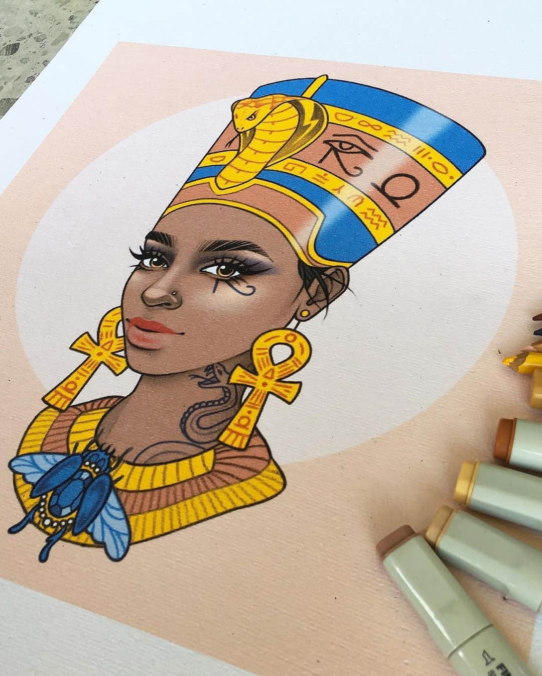 Rik Leeさんのインスタグラム写真 - (Rik LeeInstagram)「Here’s another babe from my babe’n goddess series. She’s inspired by Nefertiti, the Egyptian queen who worshipped the sun and rocked some impressive head ornamentation. . #riklee #pencildrawing #portrait #goddess #nefertiti #nefertititattoo #egypt #pharaoh #babe #illustration #art #sketch #drawing #tattoo #karmahousebali」7月3日 11時41分 - rikleeillustration