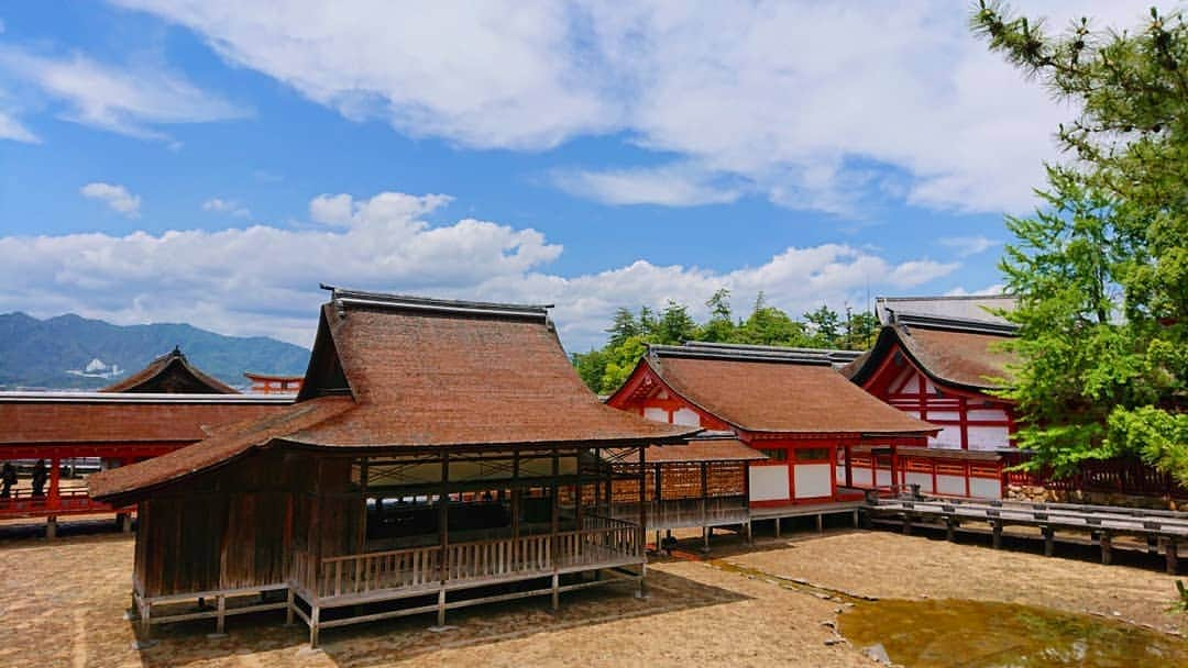 和田益典さんのインスタグラム写真 - (和田益典Instagram)「◆ 安藝國 文化財巡り 「拾四」 . 安芸の宮島④ . 「社殿と空」 . 2019/6/23 スマホ撮影 . . やたら彩度を上げたシリーズです。 . 珍しくインスタのフィルターは一切被せてません。 . ただ、彩度を上げただけ。 . . 【３、４枚目】 遠くには五重塔が写ってますね。 . . . #宮島 #厳島神社 #安芸の宮島 #広島 #国宝 #文化財 #世界遺産 #五重塔 #インスタ映え #nationaltreasure #神社 #スマホ写真 #海 #瀬戸内海 #桧皮葺 #seaside #社殿 #sea #shrine #shintoshrine #観光地 #名所 #朱色 #vermilion #photostagram #photo #hiroshima #japan . #わだますヒロシマ2019 #わだます寺社巡り . . ただ、空を青くしたかっただけ。 . . ⑤に続く . .」7月3日 22時08分 - masunori_wada