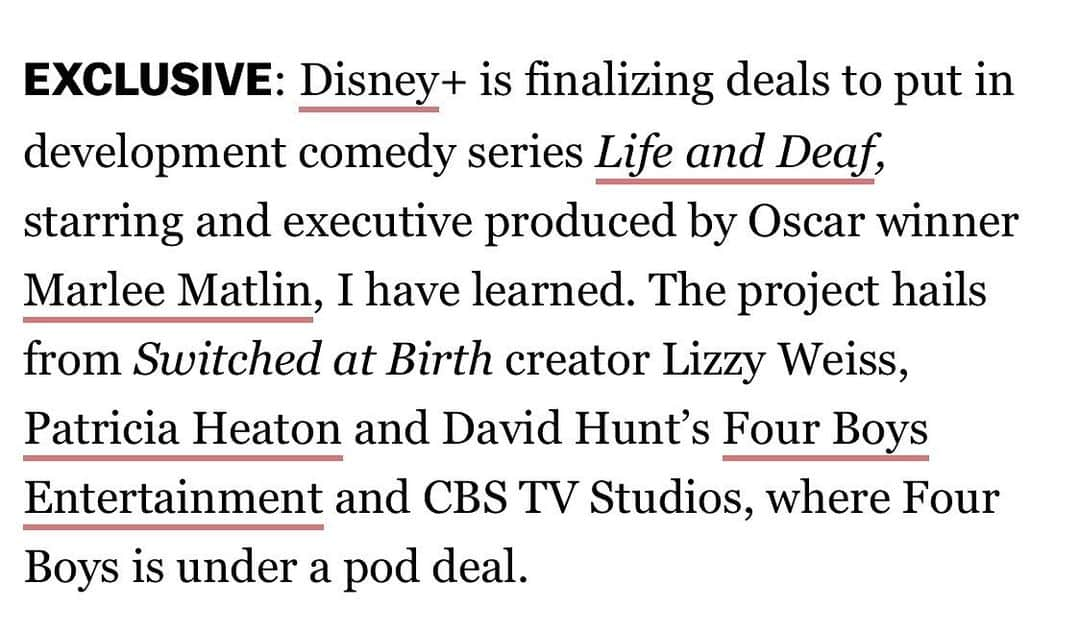 マーリー・マトリンさんのインスタグラム写真 - (マーリー・マトリンInstagram)「So proud to be working with my longtime business partner @jackjason on CODA stories. And so excited to be working with @patriciaheaton #LizzyWeiss and @disney  PS Read the whole article by going to the link in my bio.」7月4日 3時47分 - themarleematlin