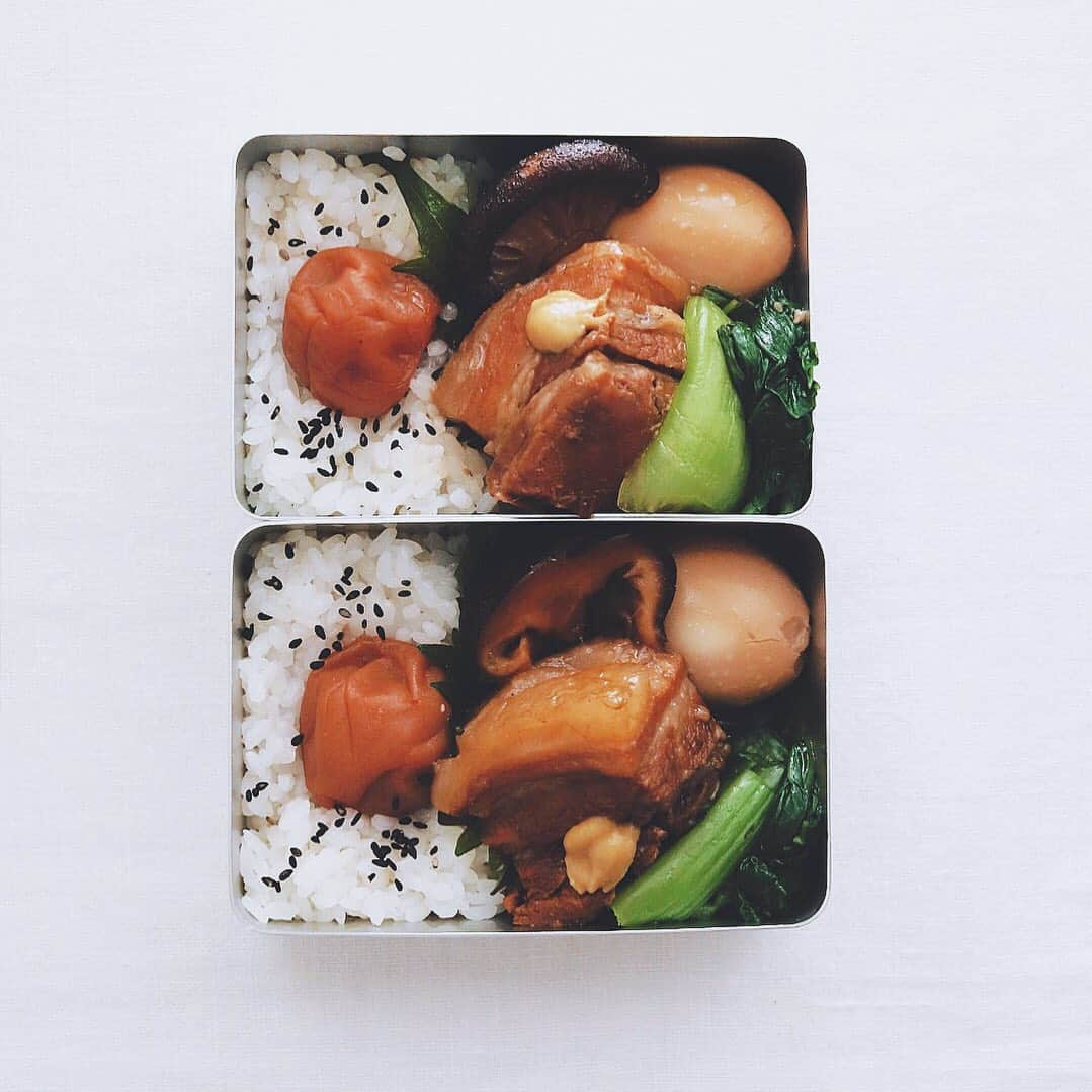 樋口正樹さんのインスタグラム写真 - (樋口正樹Instagram)「kakuni bento . 豚の角煮の朝の弁当。 豚バラも卵も椎茸も 味がよく染みてうま。 . 下の箱は蓋です。 . #豚の角煮弁当 #角煮弁当 #煮たまご #朝弁 #家弁 #お弁当 #地味弁 #kakuni #BENTO #THELUNCHBOX」7月4日 7時52分 - higuccini