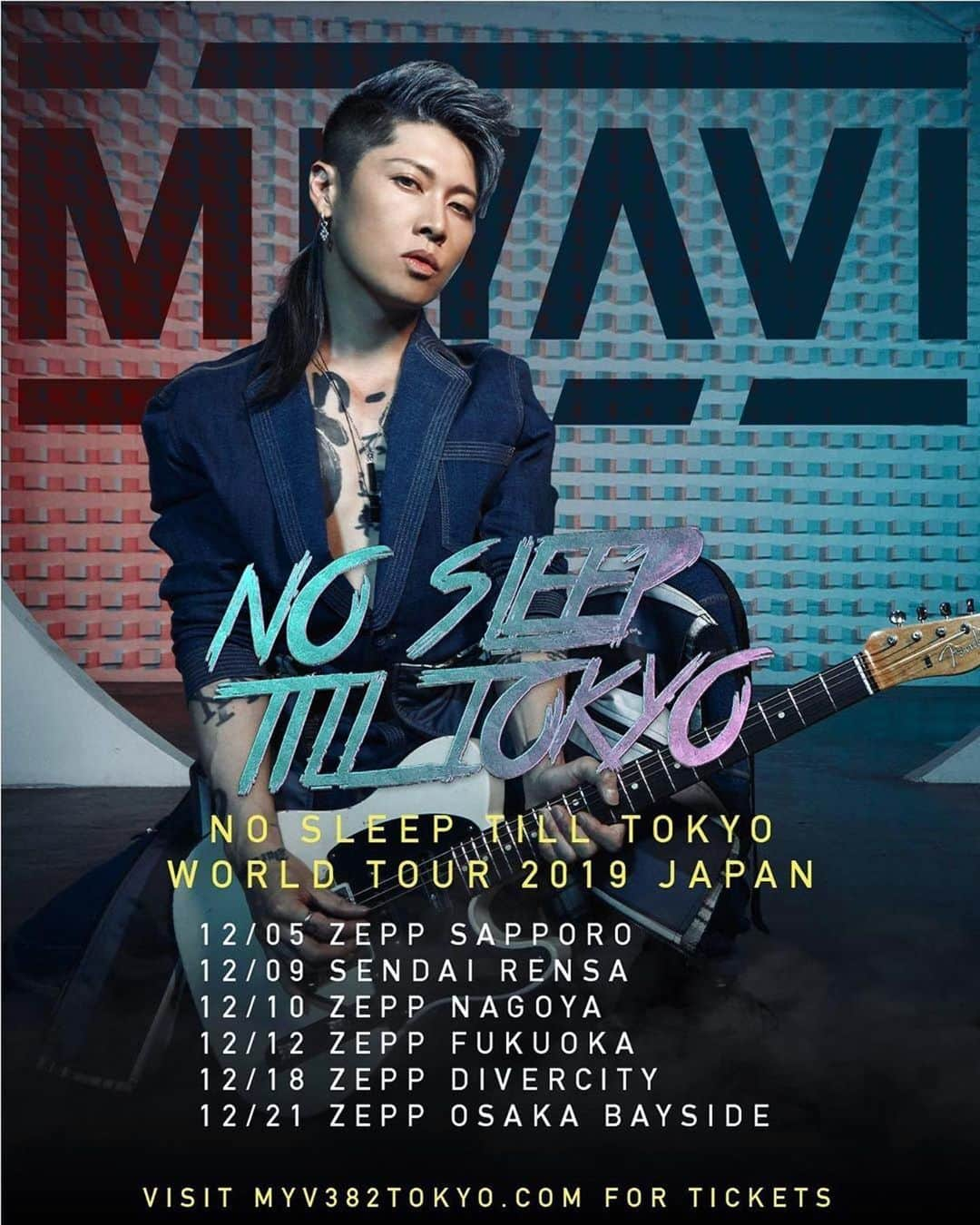 雅-MIYAVI-さんのインスタグラム写真 - (雅-MIYAVI-Instagram)「Japan Tour もやりましょか〜‼️⚡️🎸🇯🇵 #Repost @miyavi_staff 7月5日公開の映画『Ｄｉｎｅｒ　ダイナー』の主題歌DAOKO × MIYAVI「千客万来」が本日デジタルリリース開始！！ ご購入は➡️ https://umj.lnk.to/dm_senPR  @miyavi_ishihara  @daoko_official  @dinermovie . さらに「“NO SLEEP TILL TOKYO” World Tour 2019 JAPAN」が12月に全国6会場で開催決定！！北米からスタートし、ツアーFINALは地元大阪！💥 本日よりFC先行開始！ . 【開催日時】  12/5(木)  北海道:Zepp Sapporo 12/9(月)  宮城:仙台Rensa  12/10(火) 愛知:Zepp Nagoya  12/12(木) 福岡:Zepp Fukuoka  12/18(水) 東京:Zepp DiverCity  12/21(土) 大阪:Zepp Osaka Bayside . 【チケット情報】  FC先行：7/3(水)12:00~7/21(日)23:59  CD封入先行：7/24(水)10:00~8/4(日)23:59  イープラス独占先行：8/5(月)12:00~8/25(日)23:59 　http://eplus.jp/miyavi/  プレイガイド一般発売日：9月14日(日)10:00〜 . . JAPANツアーのチケット先行に間に合う！！ MIYAVI ファンクラブ ”MYV CREW” 2019年度会員受付中！！ MIYAVI Fan Club“MYV CREW”2019 Membership Admission and Renewal Information . ご入会方法はこちら⬇︎ http://myv382tokyo.com/myvcrew/about.html . . 【リリース情報】 MIYAVI NEW ALBUM 💿 NO SLEEP TILL TOKYO 7.24 Release!! . 【ライブ情報】 MIYAVI North America Tour 2019 “NO SLEEP TILL TOKYO” . 【開催日時】 7/25 - Vancouver | Vogue 7/26 - Seattle | Neptune’s 7/27 - Portland | Crystal Ballroom 7/29 - San Francisco | Slim’s 7/30 - Santa Ana | Observatory 8/03 - Tucson | El Rialto Theatre 8/05 - Dallas | Trees 8/06 - Houston | Scout Bar 8/07 - Austin | Come and Take It Live 8/09 - Mexico City | Sala Puebla 8/11 - San Antonio | Vibes Event Center 8/13 - Chicago | House of Blues 8/15 - Detroit | El Club  8/16 - Toronto | Queen Elizabeth Theatre 8/17 - Montreal | Otakuthon Festival 8/19 - New York | Sony Music Hall  8/20 - Philadelphia | Theatre of Living Arts 8/22 - Washington D.C. | The State Theatre 8/24 - Atlanta | The Masquerade  10/05 Helsinki | Tiivistämö 10/06 London | Islington Assembly Hall 10/08 Paris | O'Sullivans Backstage By The Mill 10/09 Bordeaux | Rock School Barbey 10/10 Barcelona | Salamandra 10/12 Geneva | Moulin Rouge 10/13 Lyon | Le Transbordeur 10/15 Amsterdam | Melkweg 10/16 Cologne | Essigfabrik 10/17 Berlin| Columbia Theater 10/21 Budapest | Barba Negra Music Club 10/23 Moscow | Glavclub Green Concert 10/24 St. Petersburg | Aurora Concert And ASIA+JAPAN!! . #MIYAVI #NoSleepTillTokyo #NSTT #DAOKO #千客万来 #SenkyakuBanrai #Diner #ダイナー#藤原竜也 #蜷川実花 #MikaNinagawa #TatsuyaFujiwara #WorldTour」7月4日 11時00分 - miyavi_ishihara