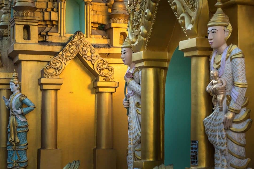 National Geographic Travelさんのインスタグラム写真 - (National Geographic TravelInstagram)「Photo by @michaelclarkphoto | The Shwedagon Pagoda in central Yangon, Myanmar was originally built in 588 B.C. and expanded in 1774. It now sits 99 meters tall. This image is just a detail shot of the many smaller pagodas at the base of the larger complex. #shwedagonpagoda #yangon #myanmar」7月4日 16時00分 - natgeotravel