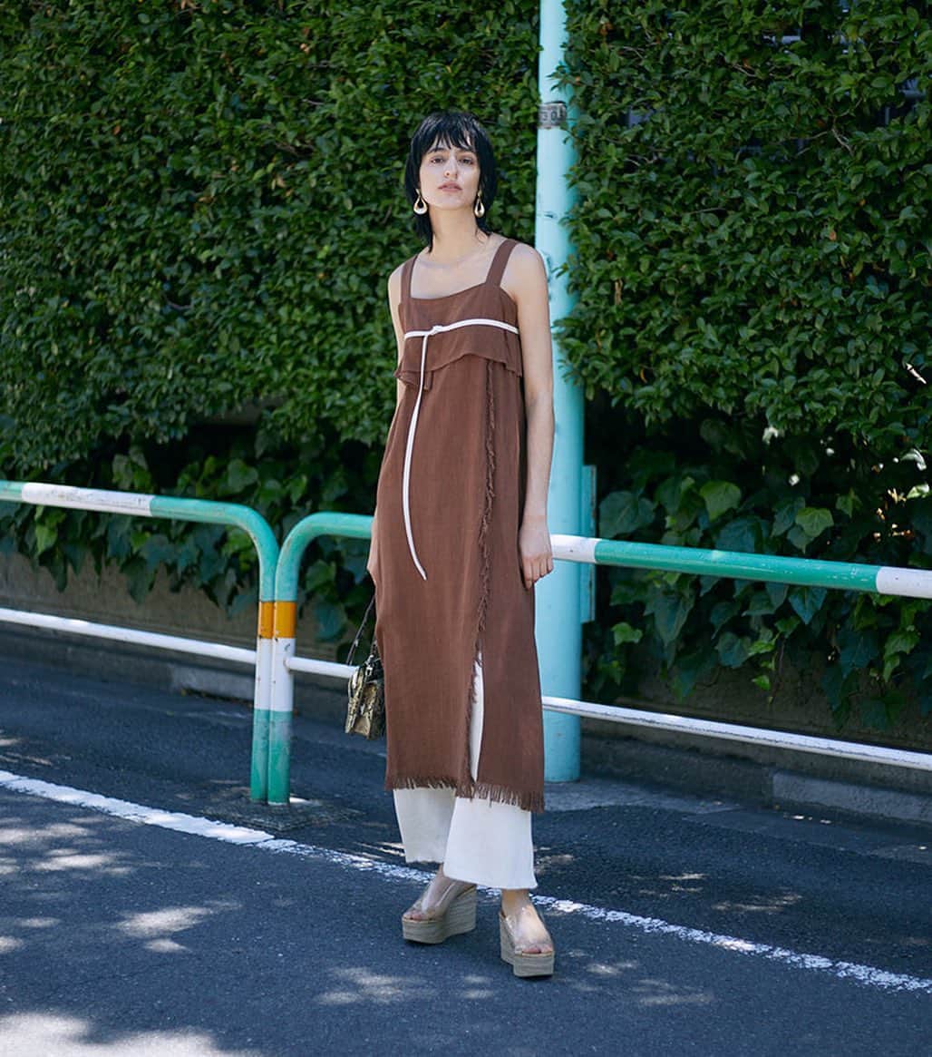 のインスタグラム：「07.05(fri)12:00 SLENDER BELT FRINGE DRESS will be released by online. . #ameri #amerivintage #shopping #fashion #japan #resortdress」