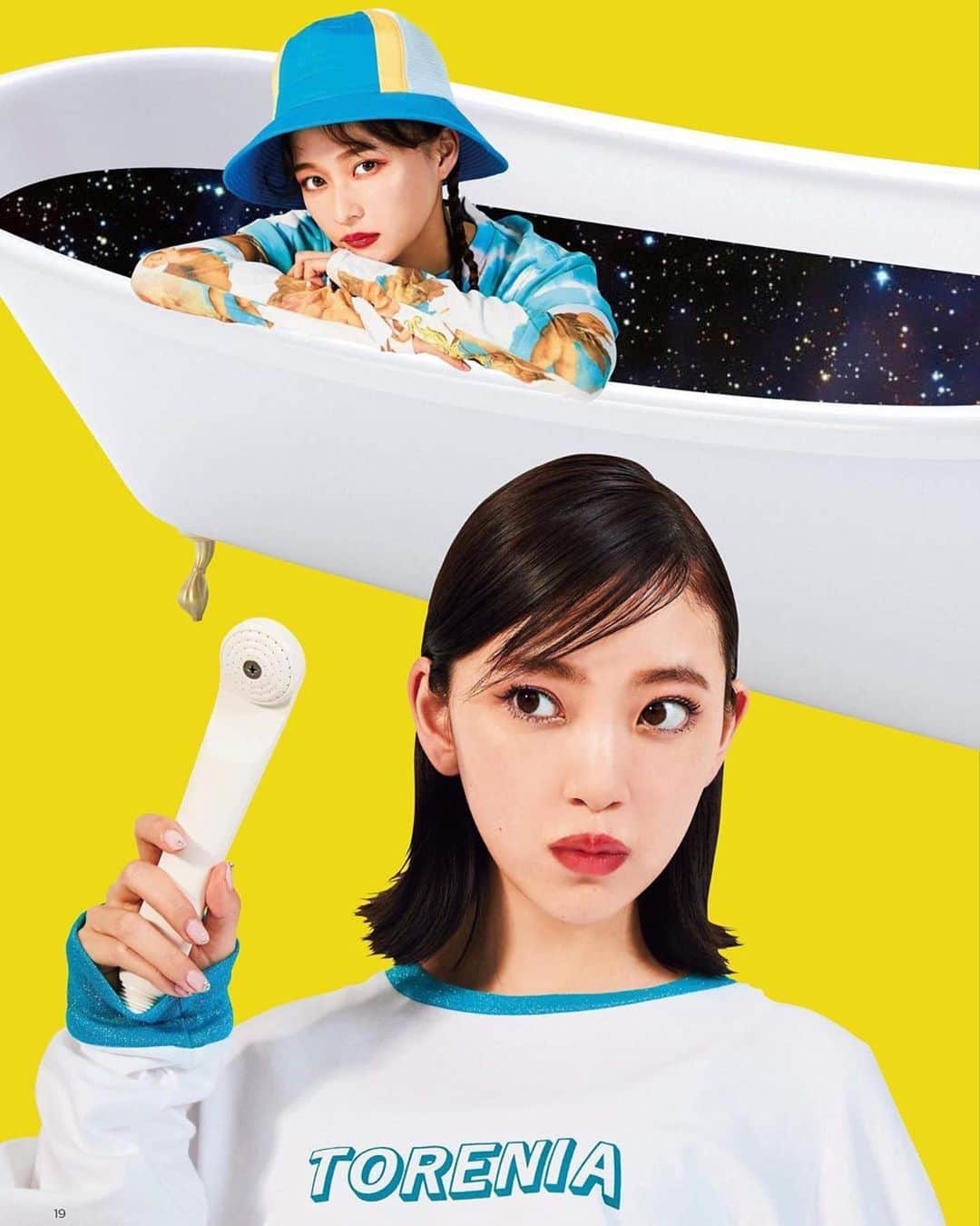 のインスタグラム：「My styling work for 堀未央奈&鈴木絢音(乃木坂46)  #fashion #artworks #collage #yellow #styling #idol #fantasy #l4l #f4f #fashionaddict #tokyo #photooftheday #fashionphotography #作夢ウェア #乃木坂46 #堀未央奈 #鈴木絢音」