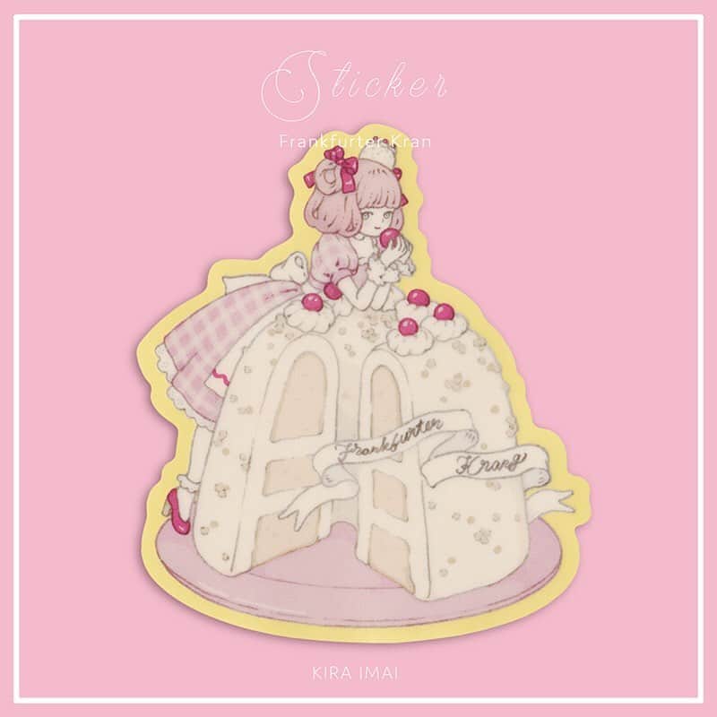 今井キラのインスタグラム：「New🎂﻿ ステッカー﻿ Frankfurter Kran﻿ ﻿ 7/17-7/23 ﻿ Etoile et Griotte POP-UP STORE﻿ 伊勢丹新宿店本館2階=イセタンガール﻿ #sweetheart_cakery」