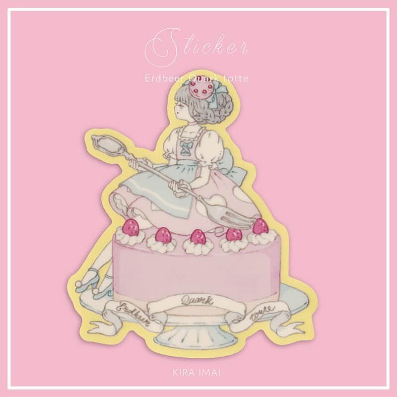 今井キラのインスタグラム：「New🎂﻿ ステッカー﻿ Erdbeer Quark torte﻿ ﻿ 7/17-7/23 ﻿ Etoile et Griotte POP-UP STORE﻿ 伊勢丹新宿店本館2階=イセタンガール﻿ #sweetheart_cakery」