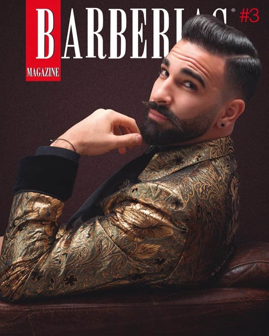 アディル・ラミのインスタグラム：「@revistabarberias 🇪🇸 @lebarbierdemarseille #barbe #barbier #picture #moustache @dolcegabbana #dark #relax #magasine #JUSTETUREGARDE」