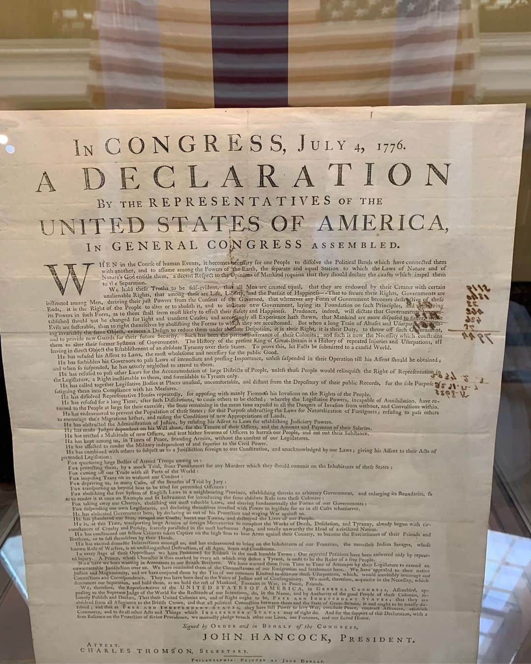 トーマス・サドスキーさんのインスタグラム写真 - (トーマス・サドスキーInstagram)「This copy of the Declaration of Independence was printed on the night of July 4, 1776. It is older than the signed presentational one in DC. I had the opportunity to read this today with 3 tremendous actors of color, all of us flanked by protestors who arrived. Just as it should be.  All of our country’s founding documents are living documents. There is no making America anything “AGAIN” because the very idea of this country, from this moment of rebellious inception, is that the country lives and grows and moves ever forward. If America isn’t great, and I would debate that assertion, it is a product of our refusal to extend the blessings— or protect the sacred freedoms of every American.」7月5日 4時00分 - thomas_sadoski