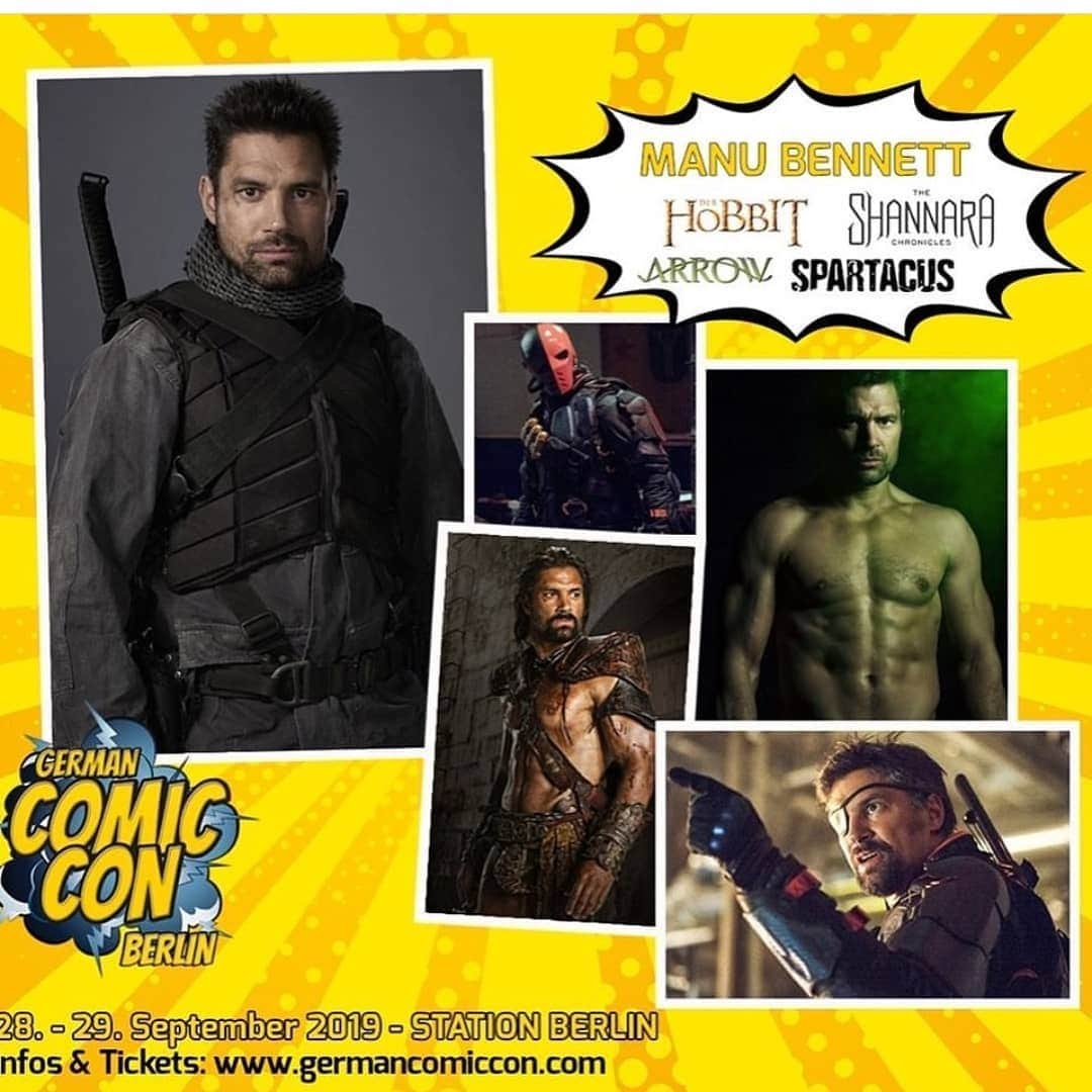 マヌー・ベネットさんのインスタグラム写真 - (マヌー・ベネットInstagram)「Achtung Berlin! @germancomiccon September 28, 29th 2019 #germancomiccon #comiccon #Deathstroke #Arrow #spartacus #crixus #allanon #shannarachronicles #azog #thehobbit」7月5日 6時51分 - manubennett