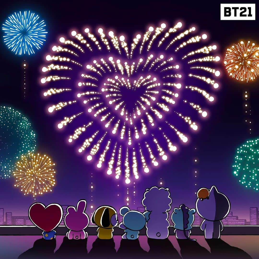 BT21 Stars of tomorrow, UNIVERSTAR!さんのインスタグラム写真 - (BT21 Stars of tomorrow, UNIVERSTAR!Instagram)「Dazzle the night away 💖 #Fireworks #SummerNight #SpreadLove #BASECAMP #BT21」7月5日 12時01分 - bt21_official