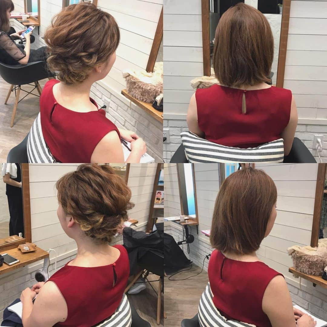 金子真由美さんのインスタグラム写真 - (金子真由美Instagram)「* hair arrange * 右Before✨ 肩につかない長さのお客様♡♡ * * #かねこアレンジ #ヘアアレンジ #結婚式 #ブライダルヘア #ヘアセット #プレ花嫁 #ボブアレンジ #ショートアレンジ #ボブヘアアレンジ #ボブ #ワンレンボブ」7月5日 21時07分 - kanekomayumi12