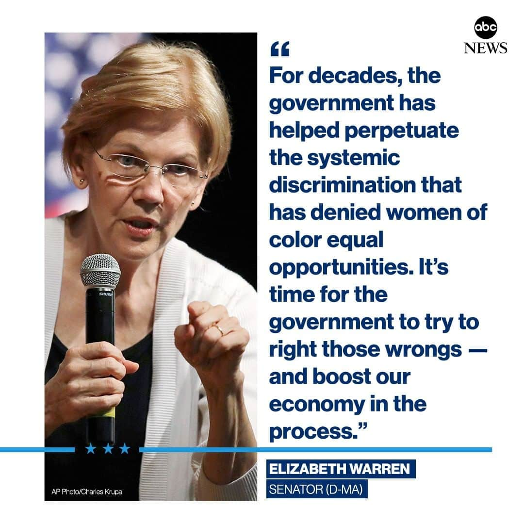 ABC Newsさんのインスタグラム写真 - (ABC NewsInstagram)「Sen. Elizabeth Warren says she would sign executive orders aimed at addressing wage and employment leadership gap for women of color, punishing companies and contractors with poor records on diversity and equality by denying them contracts with the government. #elizabethwarren #diversity #equality #politics #2020」7月5日 22時51分 - abcnews