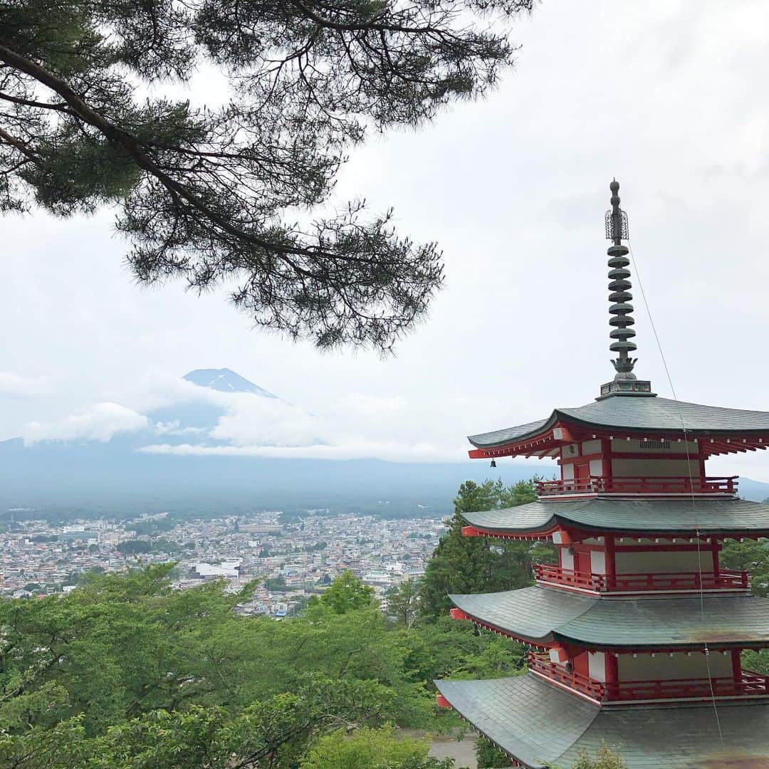 雨月衣さんのインスタグラム写真 - (雨月衣Instagram)「①昼は曇って見えなかった富士山。忠霊塔に登ったところでちょうど頭を出してくれました！ここは海外からの観光客で賑わってましたが、これよりちょっと上の展望台②は誰もいなく富士山独り占め！と思ったらこんな張り紙が③クマ目撃地点付近だった！🐻に怯えながら富士山を堪能。④🗻⑤🗻⑥🗻 #富士吉田 #富士山 #忠霊塔」7月5日 23時12分 - ugetsukoromo