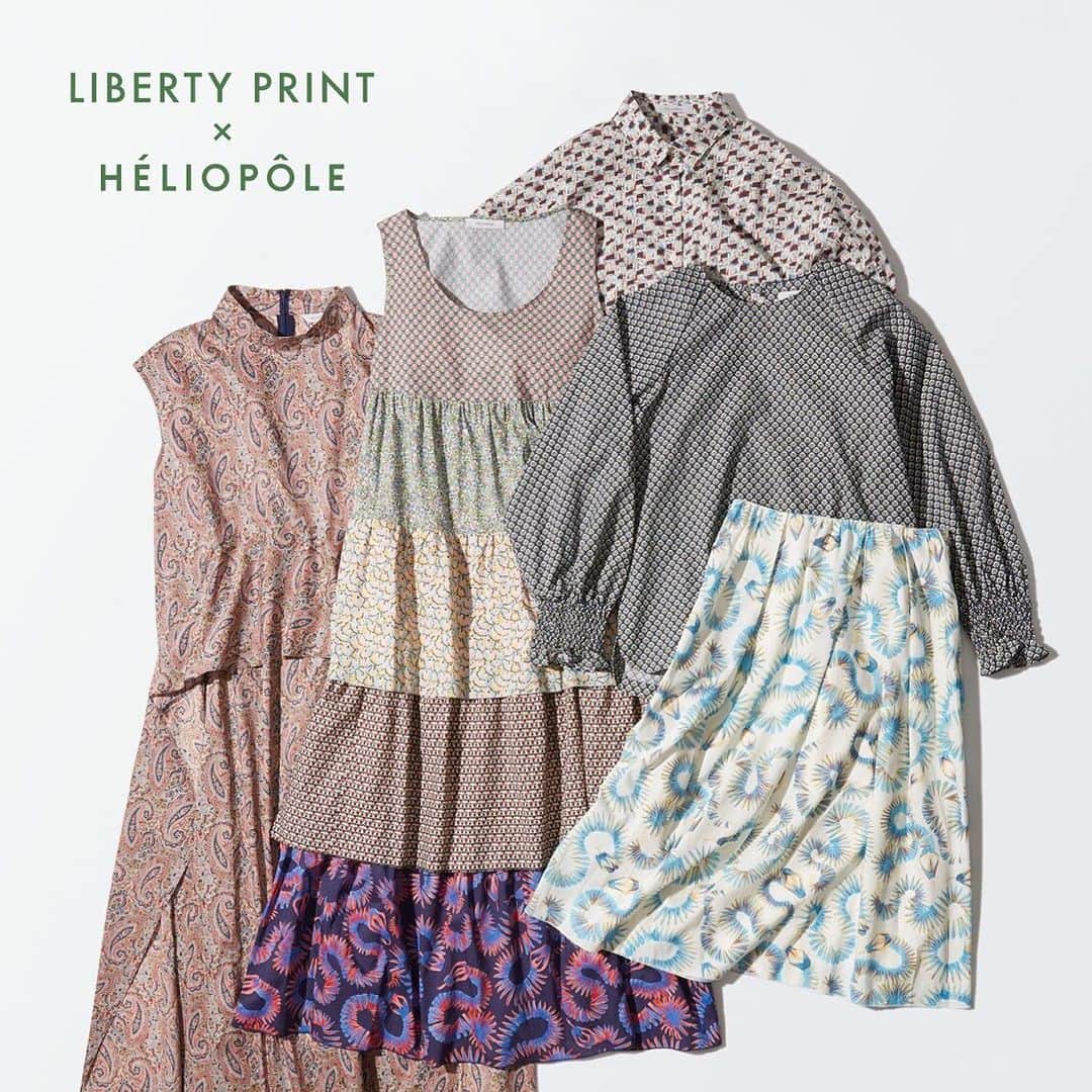 エリオポールのインスタグラム：「“LIBERTY PRINT”  POP UP STORE . 7.6.-8.7.  エリオポール 10 7.6-7.25.  エリオポール ルミネ横浜 . 流行を生み出し、新しいものを探求し続けたリバティ社の創業者アーサーが、世界中を旅してインスパイアされた今シーズンのコレクション。 ムーア様式のモチーフを現代風にアレンジしたものや、雄の孔雀の尾羽にある模様から成る幾何学柄、 キジの美しい羽根からインスパイアされた柄等を贅沢に組み合わせた存在感のあるドレスなど、 バリエーション豊富に取り揃え、プリントを探求する旅へとご案内します。 . . . #HELIOPOLE #heliopole #HELIOPOLE10 エリオポール #shinjuku #yokohama #LIBERTY #selectshop #fashion #style」