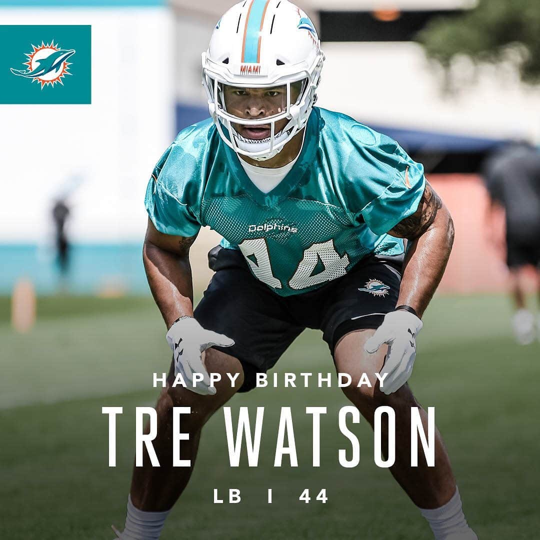 マイアミ・ドルフィンズさんのインスタグラム写真 - (マイアミ・ドルフィンズInstagram)「Happy Birthday @tre_watson33!」7月6日 0時51分 - miamidolphins