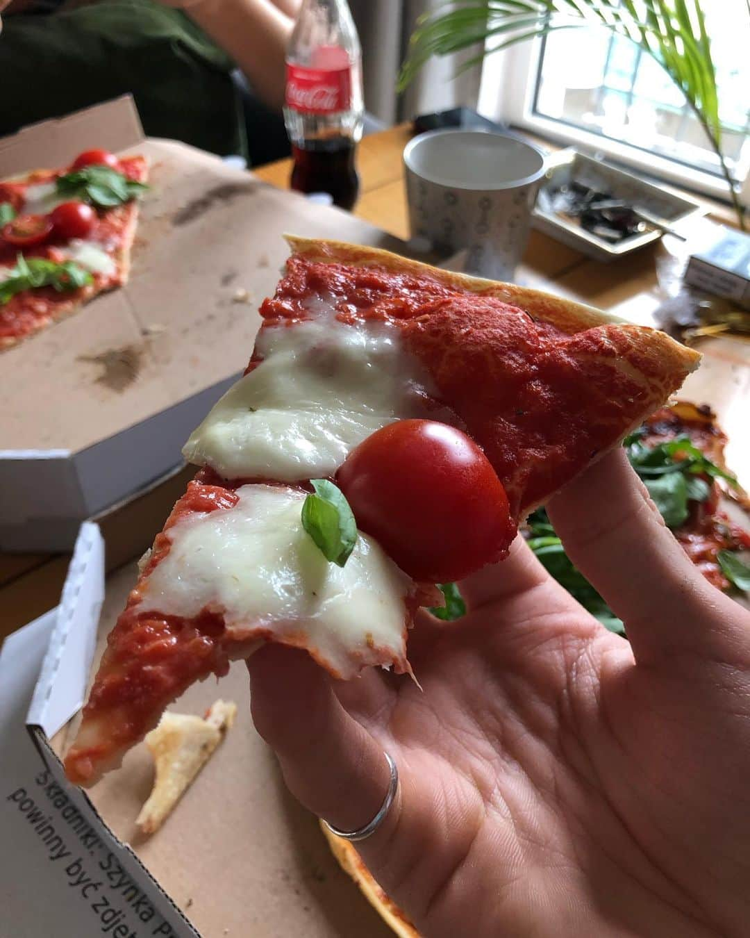 ドミニク・サドクさんのインスタグラム写真 - (ドミニク・サドクInstagram)「perfect pizza slice and me ruining it within seconds  oh how good is to wake up home」7月6日 21時52分 - dominiksadoch