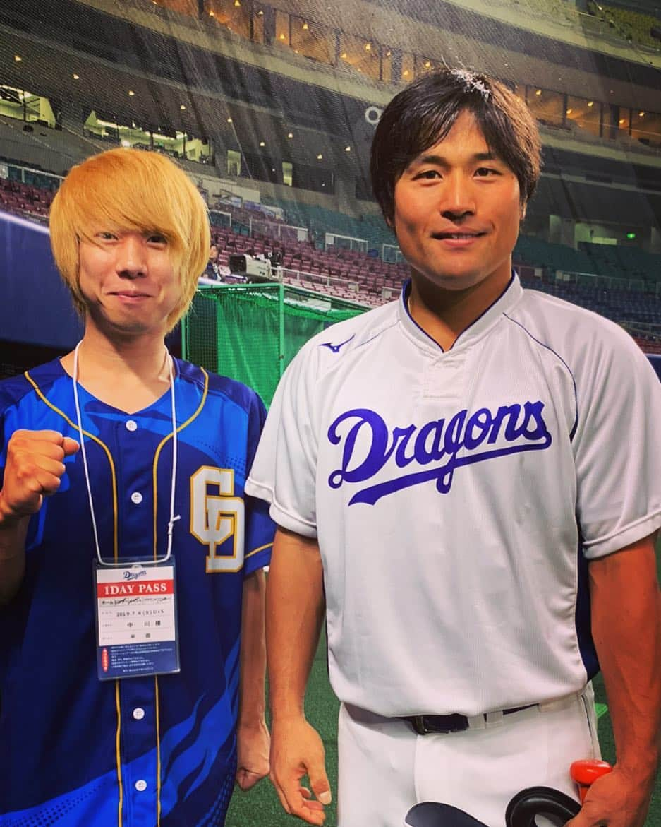 八木優樹さんのインスタグラム写真 - (八木優樹Instagram)「中日ドラゴンズ平田選手にご挨拶させて頂きました…！紳士でめちゃかっこいい…「勝ちます」と言って頂きました！  #中日ドラゴンズ #平田良介選手」7月6日 16時25分 - mr_2base