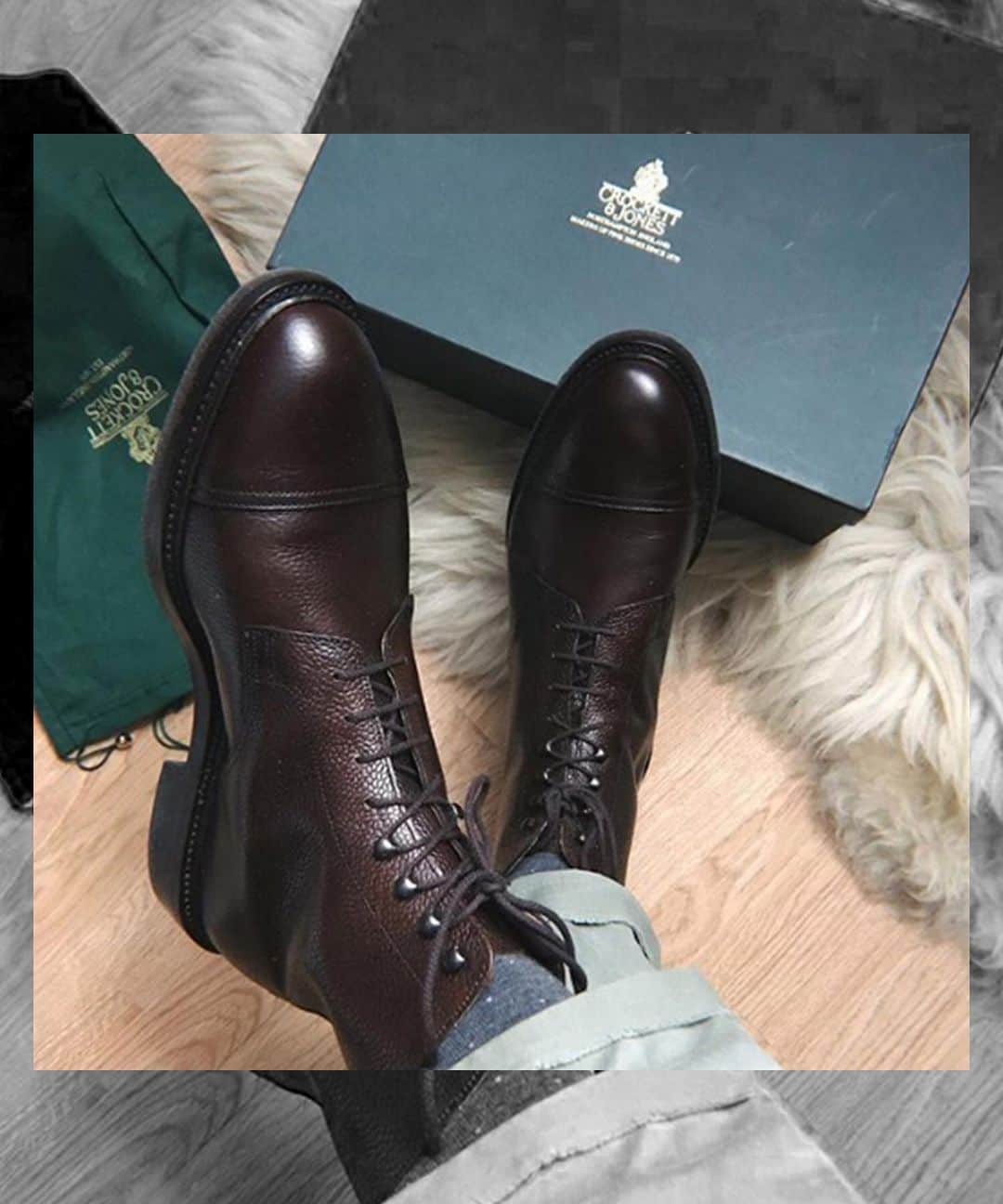 のインスタグラム：「Coniston in Dark Brown Scotch Country Grain – photo credit @sidewalkstyle #crockettandjones #madetobeworn #customerimages」