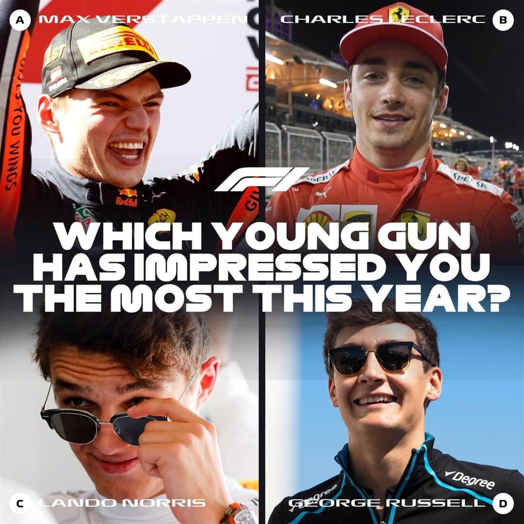 F1さんのインスタグラム写真 - (F1Instagram)「They've all been impressive in their own right 🤔🤔 . . . #F1 #Formula1 #Motorsport #Leclerc #Verstappen #GeorgeRussell #LandoNorris」7月6日 19時03分 - f1