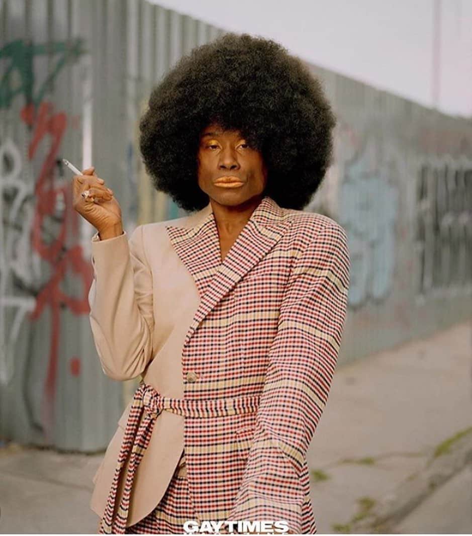 のインスタグラム：「Weekend Vibes.  @BillyPorter wears the ivory and vermillion multi plaid hand tailored single breasted combo jacket from the Spring 2019 collection in @gaytimes. 📸: @johnnovotny Styled by @sammyratelle #strongerincolor #happypride #pgworld #pgmenswear」