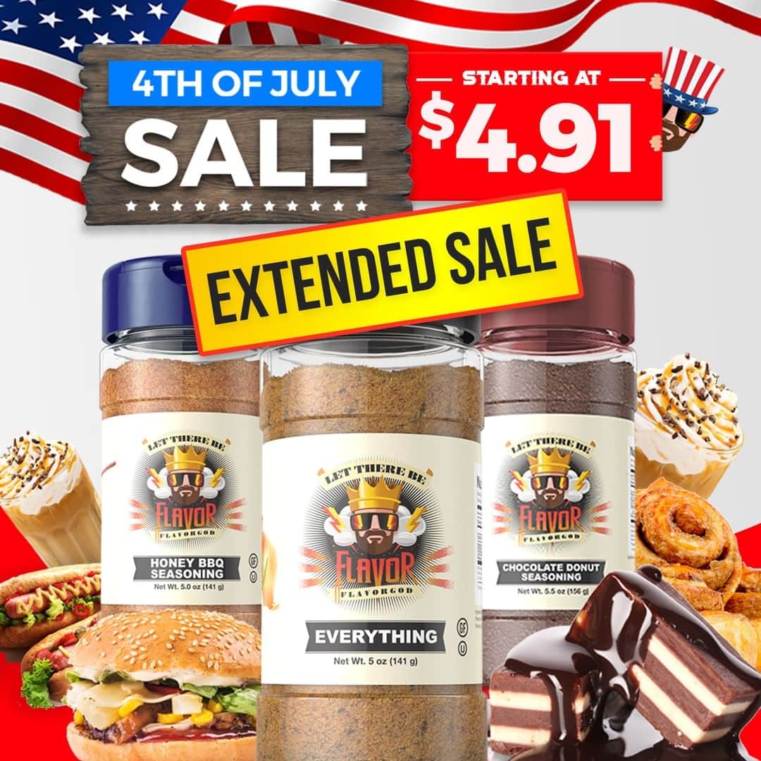 Flavorgod Seasoningsさんのインスタグラム写真 - (Flavorgod SeasoningsInstagram)「🇺🇸In case you were busy over the 4th of July holiday the last few days, we’re extending our July 4th sale! ⁠ .⁠ Flavors are going to start selling out soon, so stock up now and save big!⁠ .⁠ As low as $4.91+ FREE Gift Options at Checkout!⁠ Click on the link in bio for all details -> @flavorgod⁠ www.flavorgod.com⁠ .⁠ ✅FREE SHIPPING (lower 48 states) with purchases of $50+⁠ ✅FREE GIFTS AT CHECKOUT⁠ -⁠ -⁠ Flavor God Seasonings are:⁠ 💥 Zero Calories per Serving ⁠ 💥0 Sugar per Serving⁠ 💥 KETO & PALEO⁠ 💥 VEGAN-FRIENDLY ⁠ 💥 Low salt⁠ 💥 GLUTEN FREE & KOSHER⁠ 💥 NO MSG⁠ 💥 DAIRY FREE *except Ranch ⁠ 💥 All Natural & Made Fresh⁠ 💥 Shelf life is 24 months⁠ -⁠ -⁠ #food #foodie #flavorgod #seasonings #glutenfree #mealprep  #keto #paleo #vegan #kosher #breakfast #lunch #dinner #yummy #delicious #foodporn」7月7日 3時09分 - flavorgod