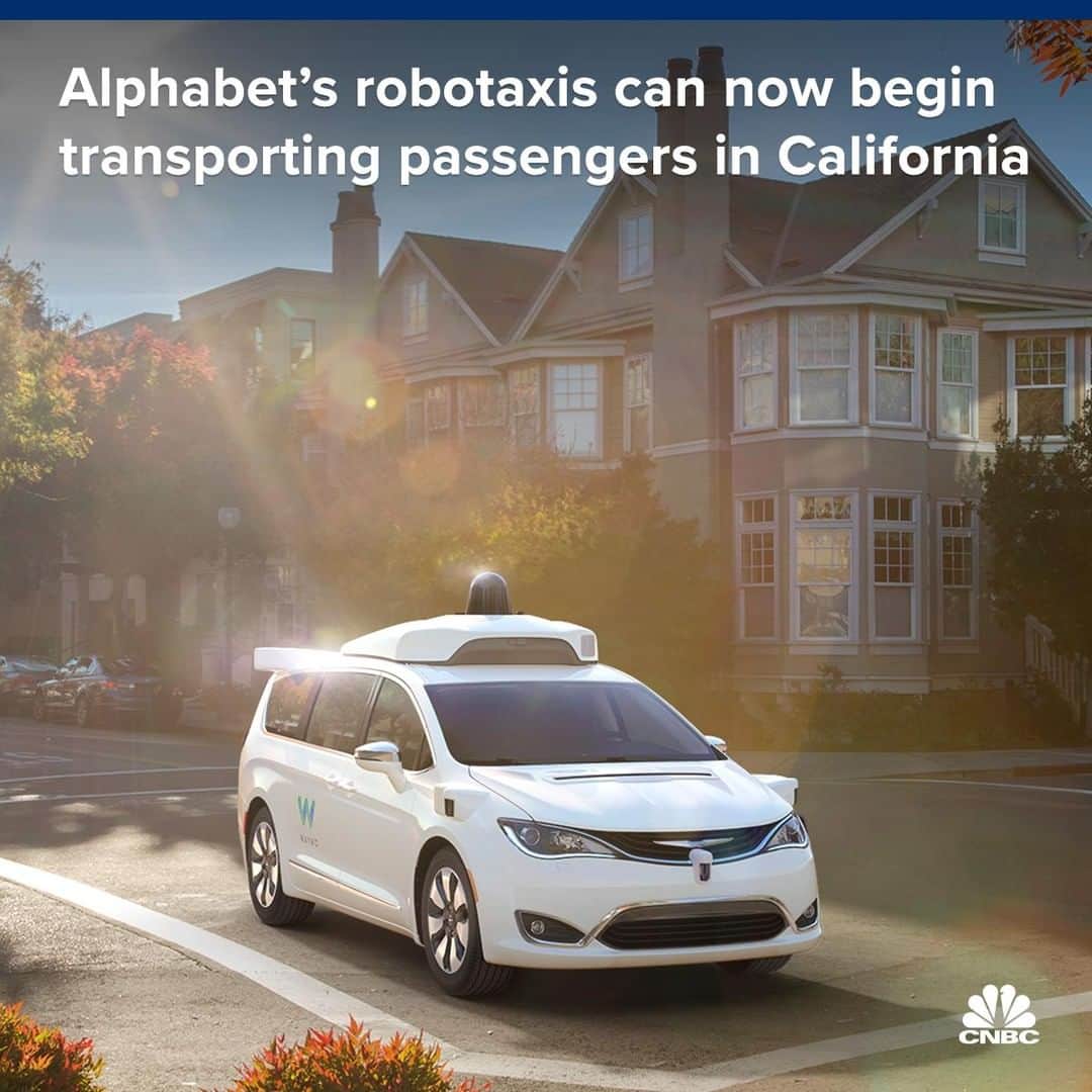 CNBCさんのインスタグラム写真 - (CNBCInstagram)「California regulators have approved self-driving cars from Alphabet-owned Waymo to carry passengers.⁠ ⁠ It's an important step for the company gearing up for commercial operations.⁠ ⁠ Details, at the link in our bio. ⁠ *⁠ *⁠ *⁠ *⁠ *⁠ *⁠ *⁠ *⁠ #waymo #alphabet #robotaxi #taxi #new #technology #tech #cnbc #cnbctech」7月7日 6時00分 - cnbc