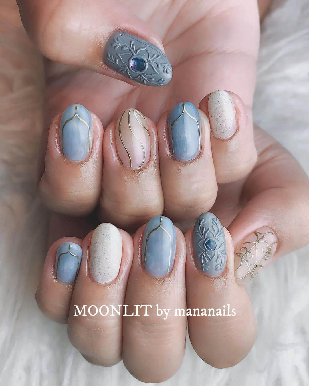 mananailsさんのインスタグラム写真 - (mananailsInstagram)「blue moroccan💎 ㅤ ☾オフ込み120min」7月7日 8時32分 - mananails