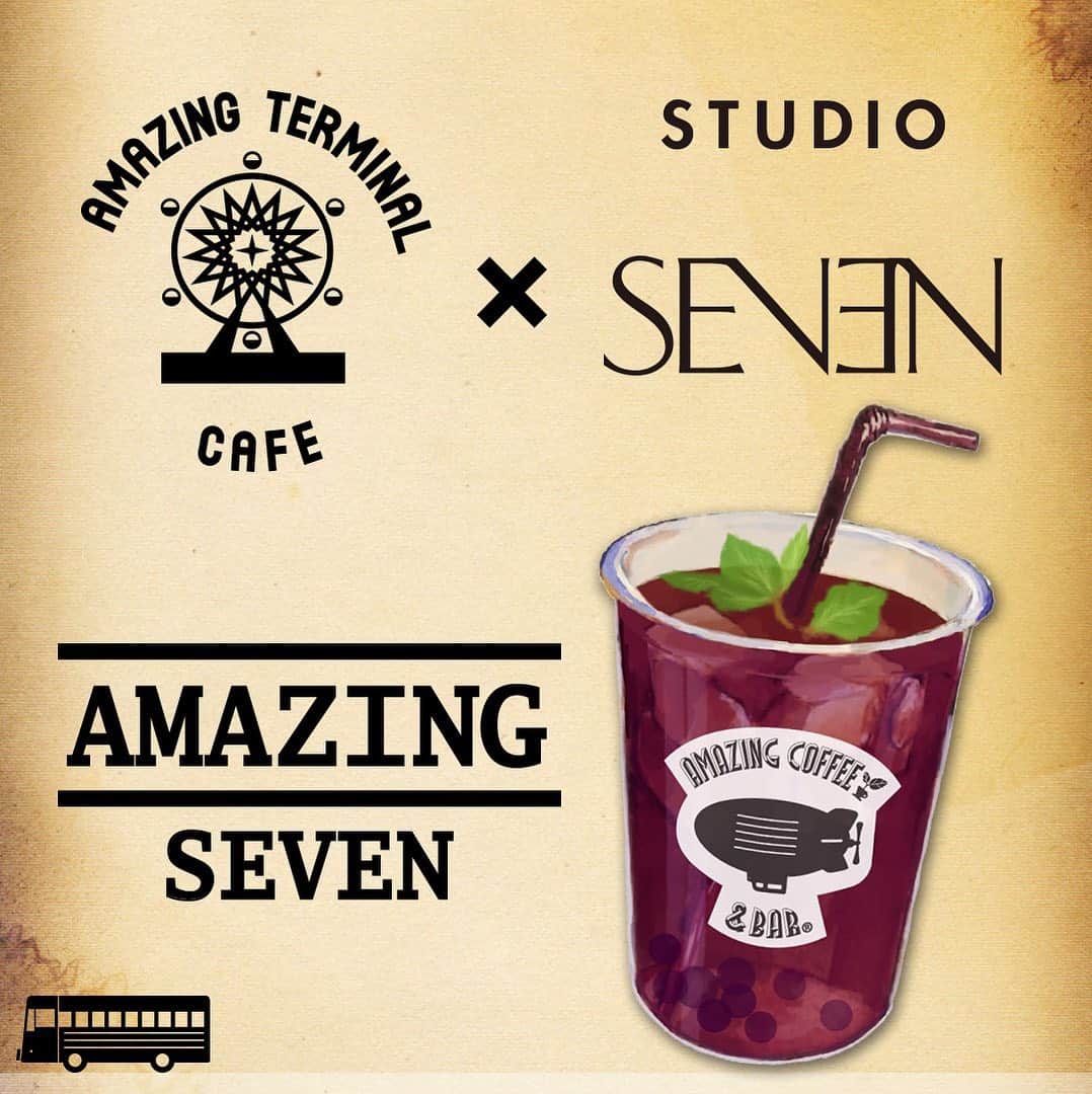 のインスタグラム：「. 📢Information from AMAZING TERMINAL CAFE📢 . タミカフェより新作ドリンクのご紹介です💁‍♂️ . コラボレーションドリンク第2弾が決定🙌！！ . EXILE NAOTOさんがプロデュースするSTUDIO  SEVENと居酒屋えぐざいるを盛り上げていきます🎉 . その名も 「AMAZING  SEVEN」 . AMAZING COFFEEとSTUDIO  SEVENでドリンクを作るのは3作目🍸 . 1作目「AMAZING  SEVEN」の名前はそのまま、 より多くの方にお楽しみいただけるよう、ノンアルコールドリンクへバージョンアップしました👀✨ . ぶどうのスパークリングジュースをベースに、水出しコーヒーを使用した爽やかなドリンク🍇 . 中には丸ごとぶどうや、フローズンぶどうゼリーがたっぷり入っています🤤 . 夏にぴったりなドリンクを、ぜひタミカフェで飲んでみてくださいね🥤！ . 【商品名】 AMAZING  SEVEN(ICE) ＊Tallサイズのみ . 【販売価格】 ¥800(税込) . 【販売期間】 7月8日(月)〜7月20日(土) . 【取扱店舗】 AMAZING  TERMINAL CAFE . #居酒屋えぐざいる #10thANNIVERSARY #AMAZINGTERMINALCAFE #STUDIOSEVEN #AMAZINGSEVEN #AMAZINGCOFFEE #アメコ #AMeCO #coffee @amazing_coffee_official  @seven.official」
