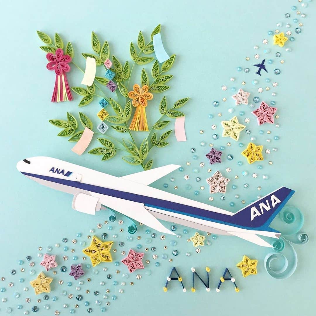 Anaさんのインスタグラム写真 Anainstagram 七夕に願いを込めて 七夕 7月7日 星 天の川 短冊 笹 笹の葉 願い事 クラフトアート ペーパークラフト ペーパークイリング 七夕飾り 飛行機 Anaタビキブン Tanabata Starfestival July Milkyway Stars