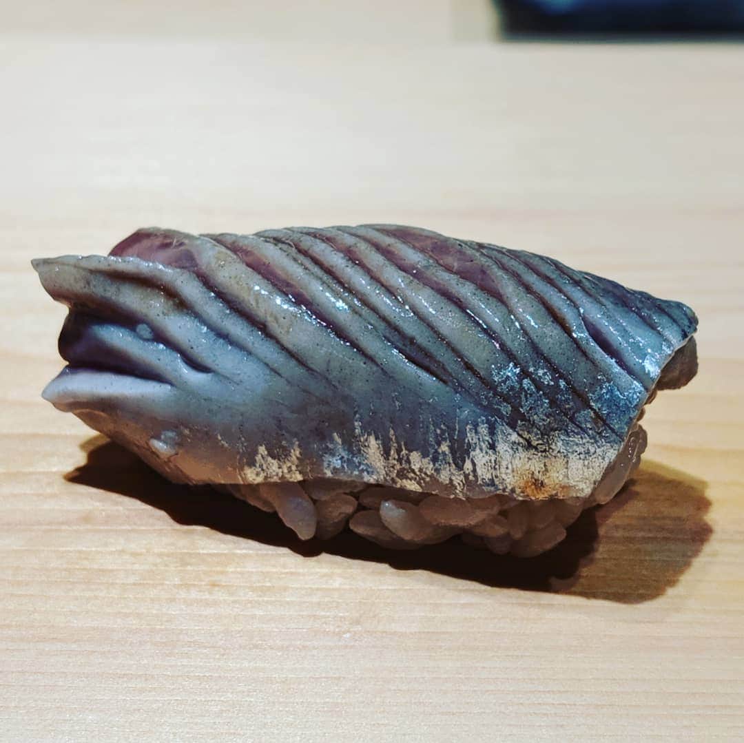Masayasu Moritaのインスタグラム：「#鰯 #イワシ #握り #sushi #sardine #すが弥 #麻布グルメ #tokyo #東京 #鮨 #もりたま飯 #foodie #foodgasm #foodphotography #foodstagram #美食 #delicious #tasty #instafood #グルメ #food #yummy #foodporn #デリスタグラマー #グルメな人と繋がりたい #寿司好きな人と繋がりたい」