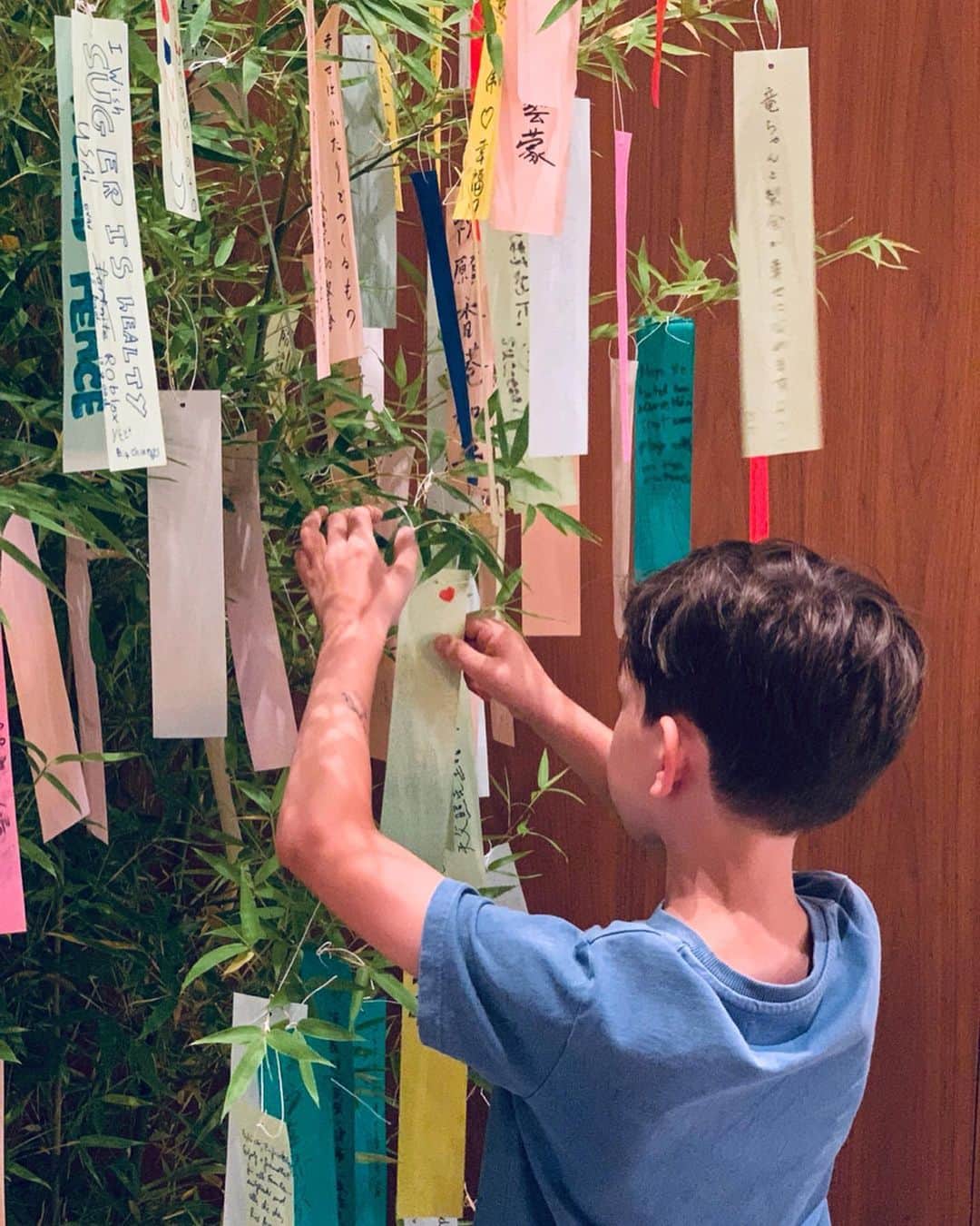 のインスタグラム：「What will you wish for? 🎋  On Tababata, the 7th day of the 7th month, we celebrate the reunion Orihime and Hikoboshi, two star crossed lovers seperated by the milky way. 💫Write your hopes on a strip of paper and hang it on a bamboo branch to make your wishes come true.🌟 七夕の今夜、織姫と彦星が出会えますように🎋🌌」
