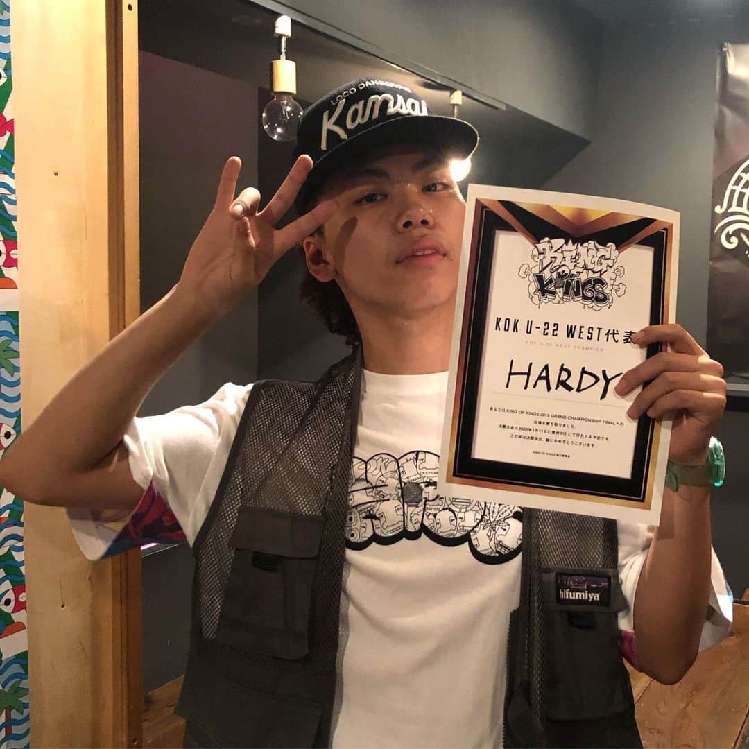 のインスタグラム：「#KOK U-22 WEST優勝はHARDY！！2020年1月11日に豊洲PITにて開催予定の決勝大会に進出決定！！」